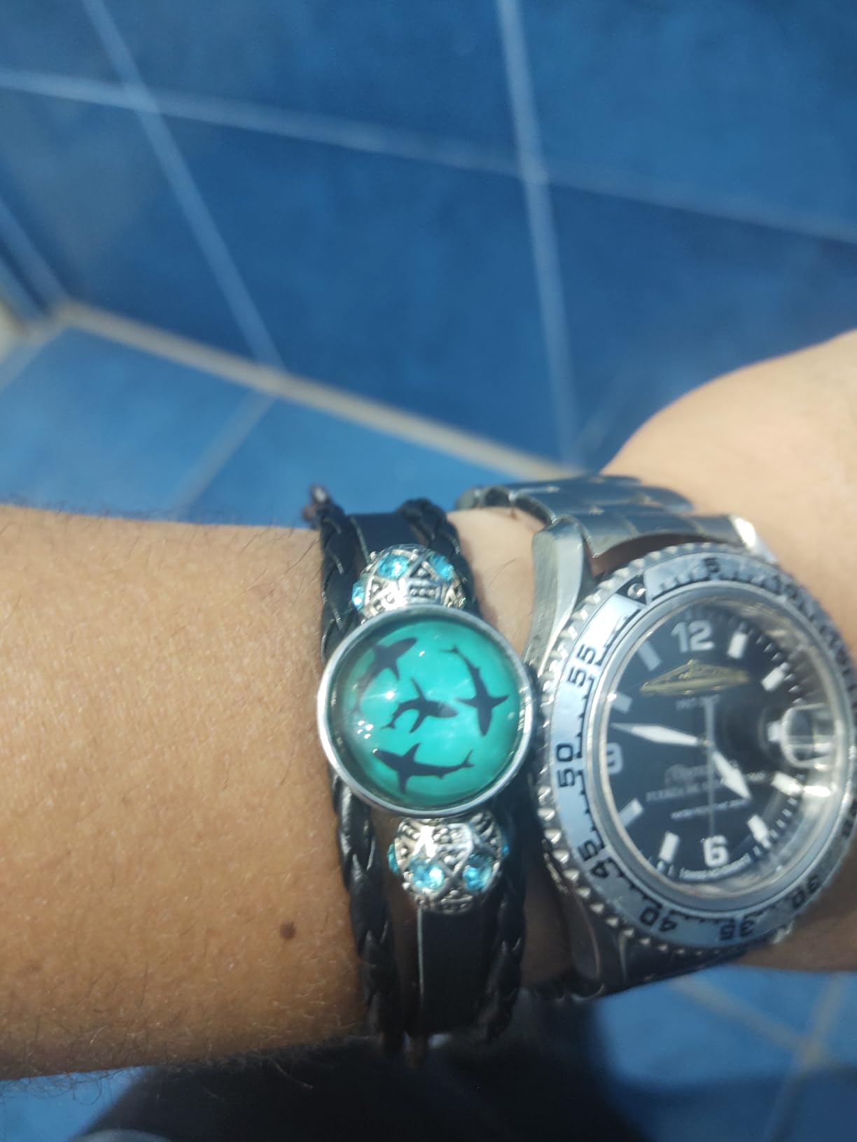 WUSHIMAOYI Circling Sharks Bracelet Personalized jewelry Leather Bracelet Gifts Customize Your Own Style - Customer Photo 2