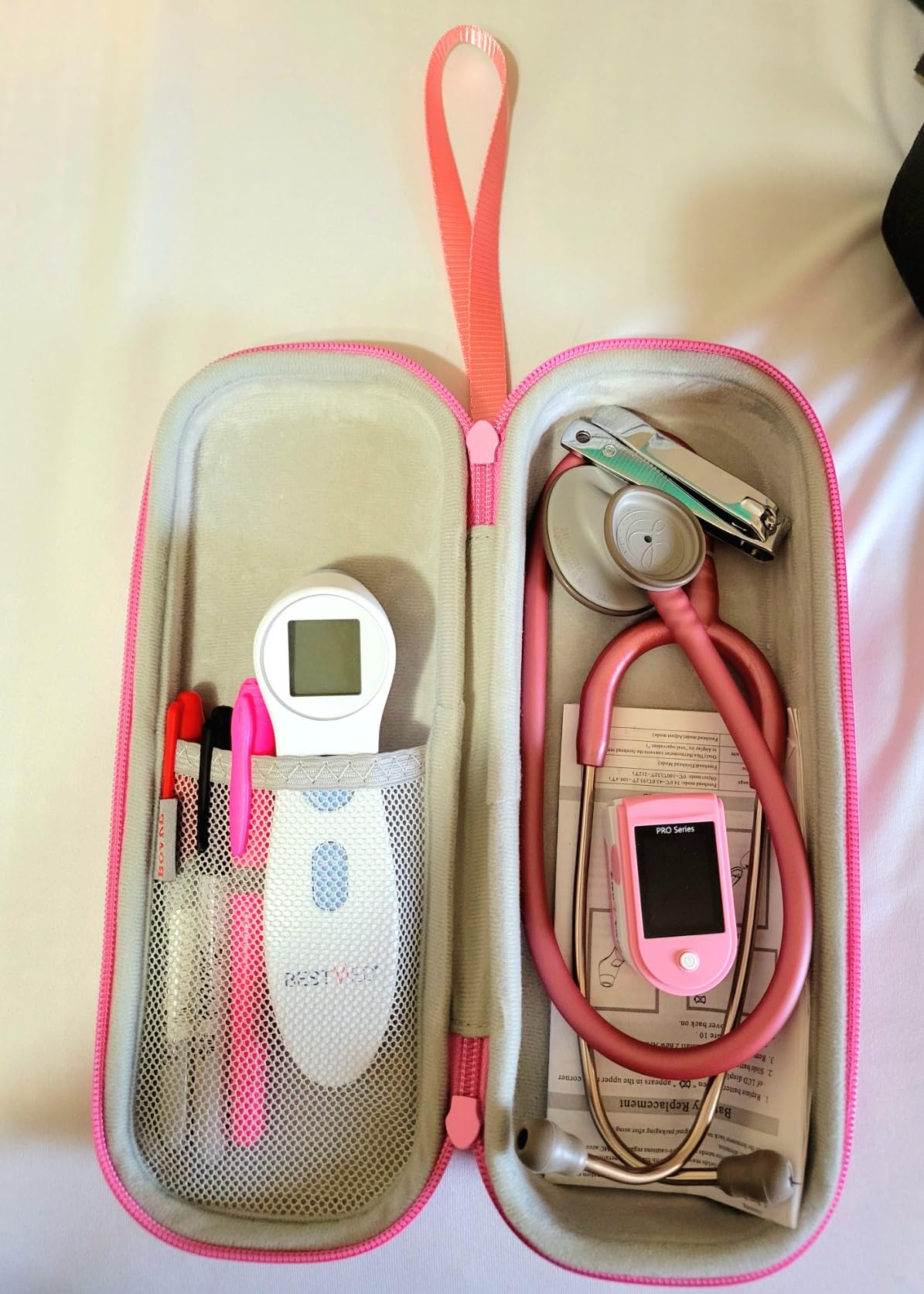 BOVKE Stethoscope Case for 3M Littmann Classic III, Lightweight II S.E, MDF Acoustica Deluxe Stethoscopes - Extra Room for Medical Bandage Scissors EMT Trauma Shear and LED Penlights, Black - Customer Photo 2