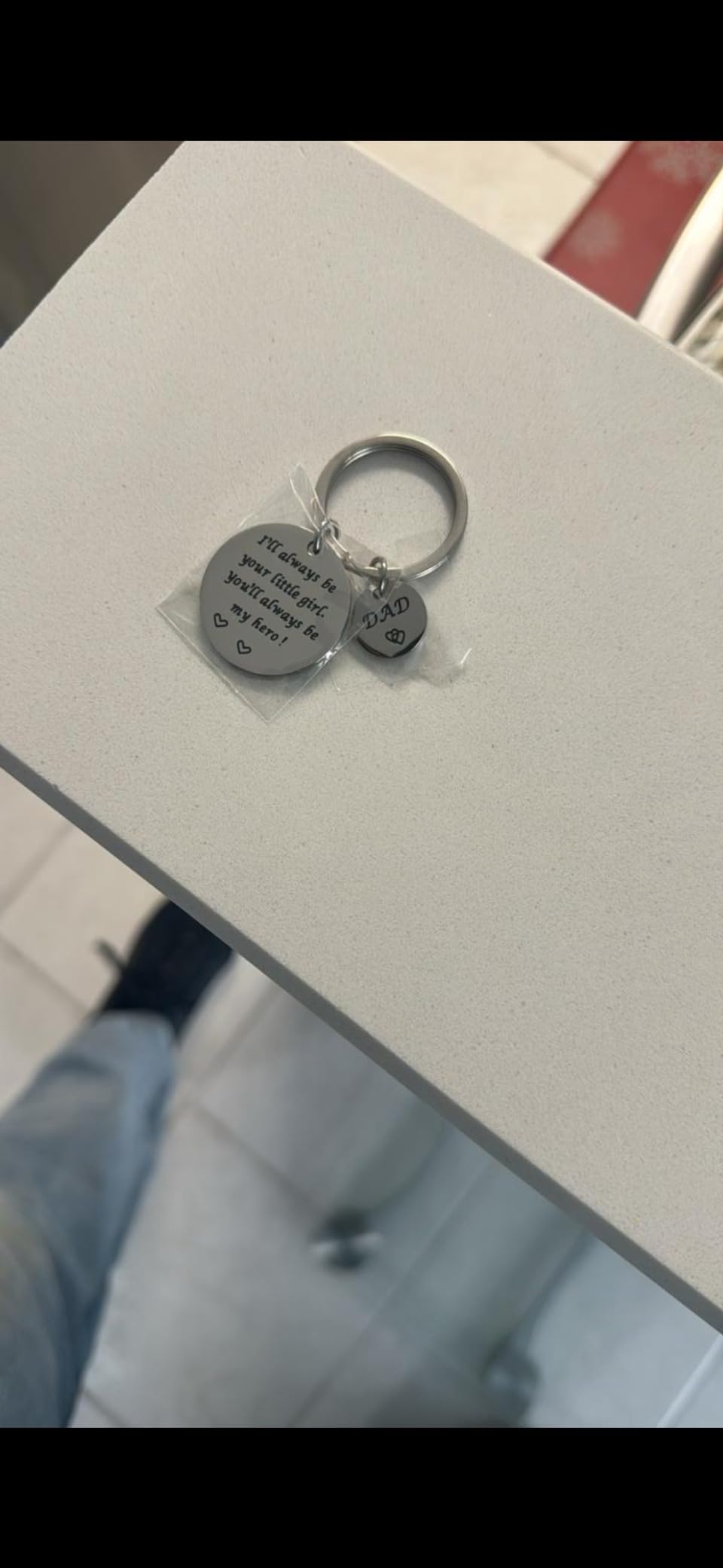 Father's Day Gift - Dad Gifts from Daughter for Birthday Christmas Valentine's Day, I'll Always Be Your Little Girl, You Will Always Be My Hero Daddy Keychain, Father Daughter Keyring - Customer Photo 1