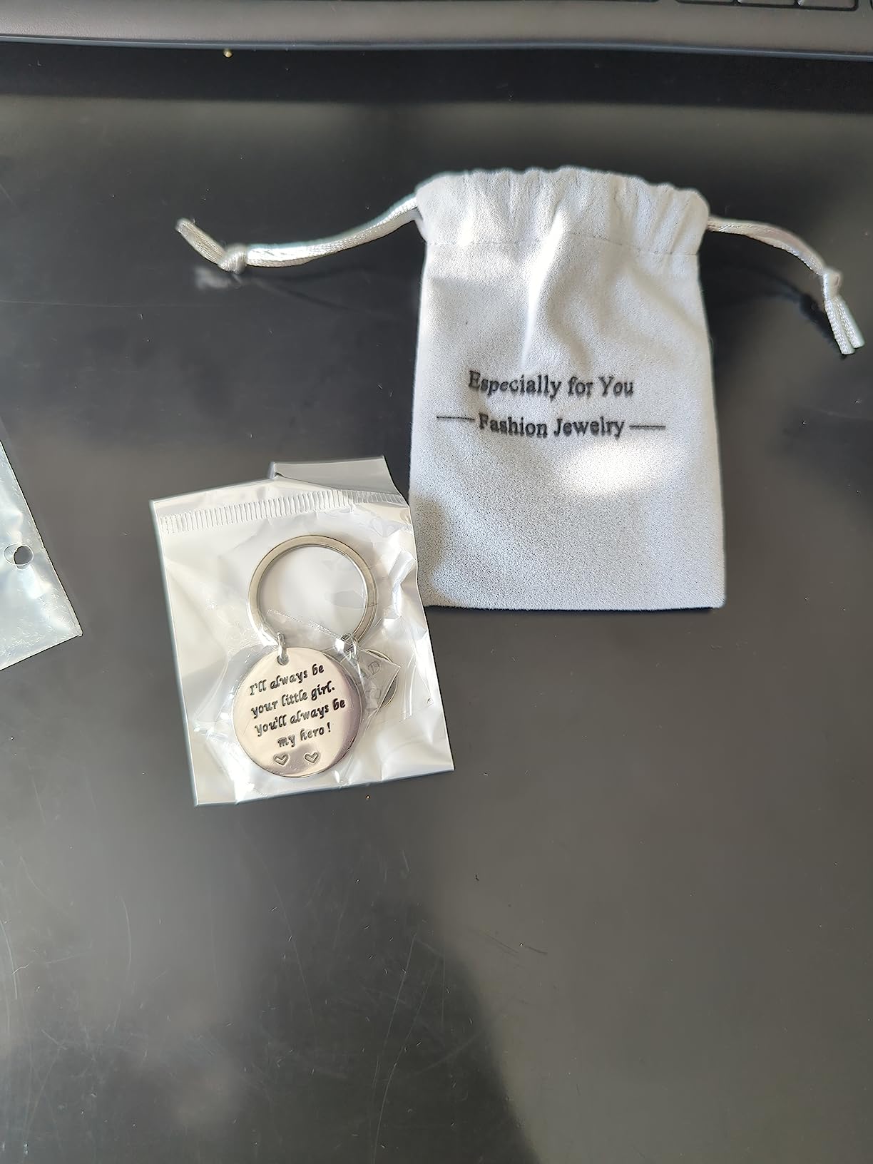 Father's Day Gift - Dad Gifts from Daughter for Birthday Christmas Valentine's Day, I'll Always Be Your Little Girl, You Will Always Be My Hero Daddy Keychain, Father Daughter Keyring - Customer Photo 2