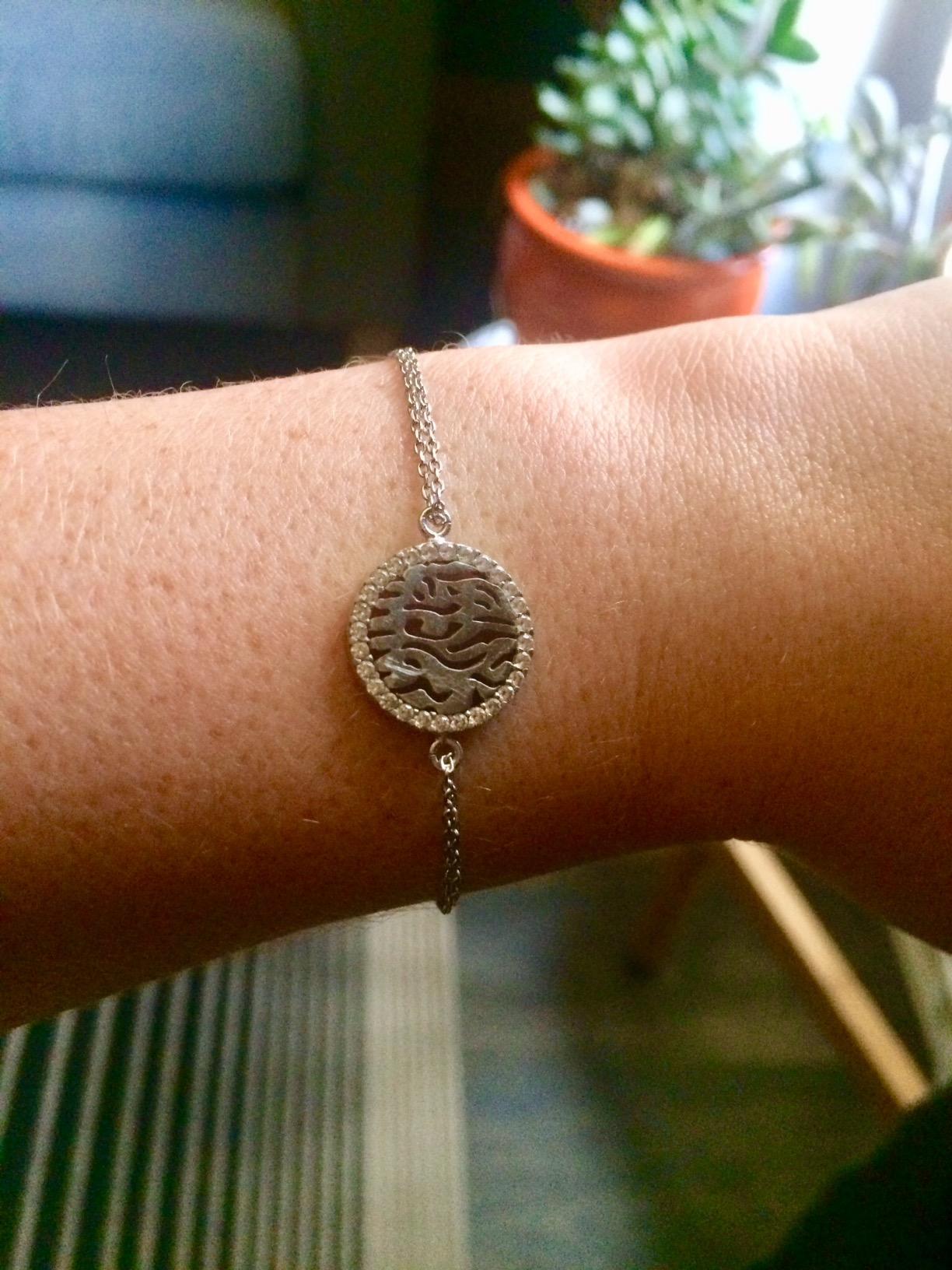 Alef Bet by Paula Shema Israel Bracelet for Women | Solid Sterling Silver Hebrew Prayer Jewelry with Cubic Zirconia | Faith-Based Religious Gift for a Bat Mitzvah - Customer Photo 1