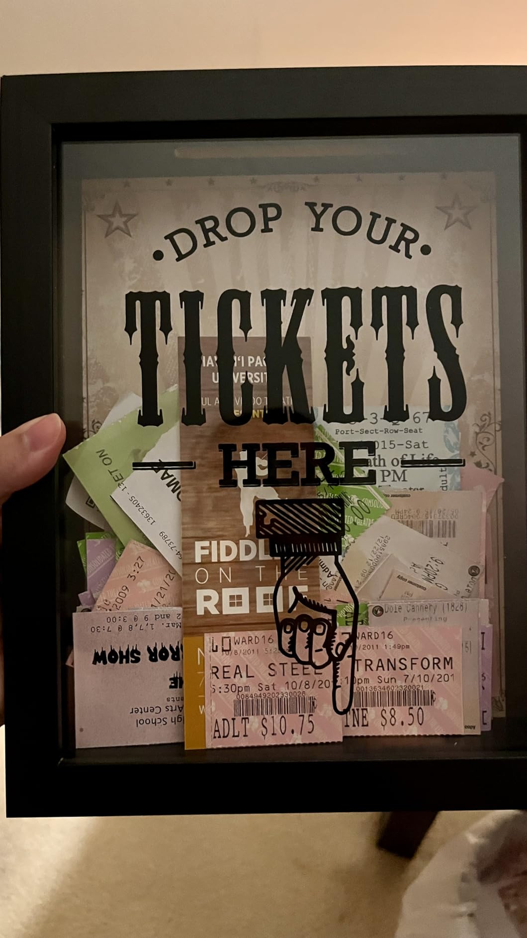 Americanflat 7x9 Drop Your Tickets Here Shadow Box Frame with Polished Glass - Memory Ticket Shadow Box with Slot On Top for Wall - Black Ticket Boxes for Sports, Concert, Movie Stub or Travel - Customer Photo 1