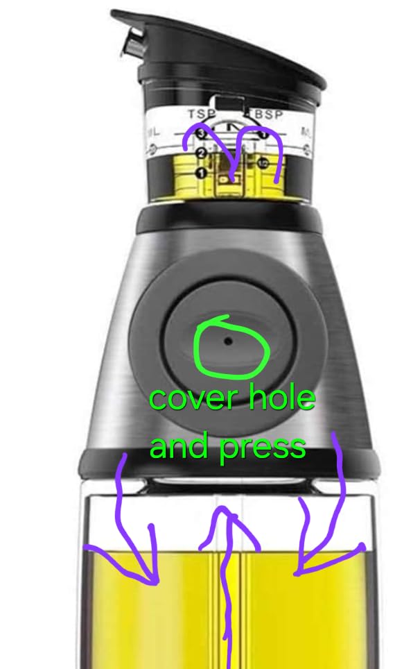 DWËLLZA KITCHEN Olive Oil Dispenser and Vinegar Bottle Set - with a FREE Collapsible Funnel - Drip Free Double Spouts - 17 Oz. Glass Oil Bottle Container with Stainless Steel Rack - Customer Photo 1