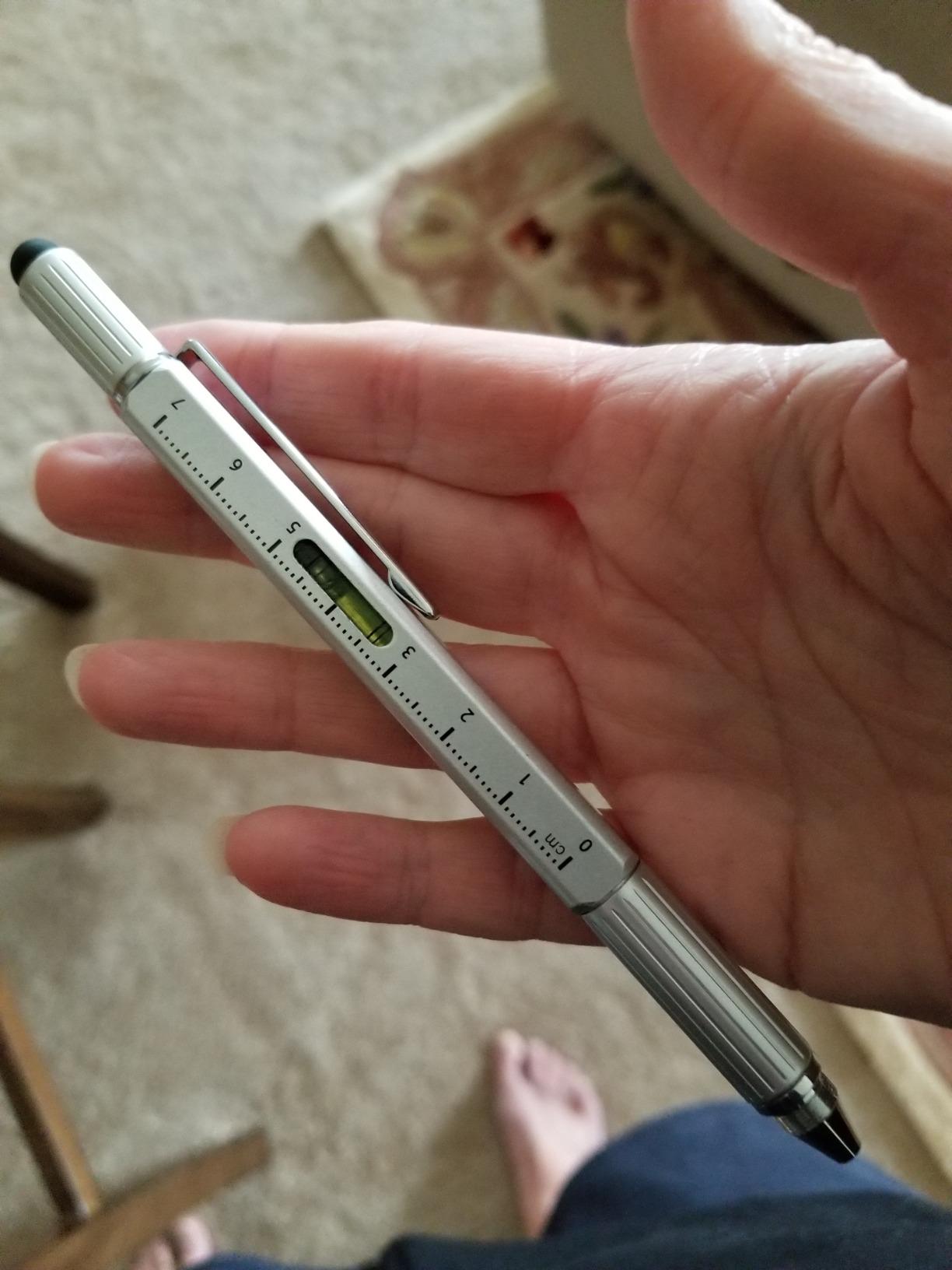 Useful Gadgets Business Gift for men, 6 in 1 Sliver tool pen with Ruler, Level gauge, Ballpoint Pen, Stylus and 2 Screw Drivers, Multifunction Tool Pen Fit for Engineers and Technicians in Gift Box - Customer Photo 1