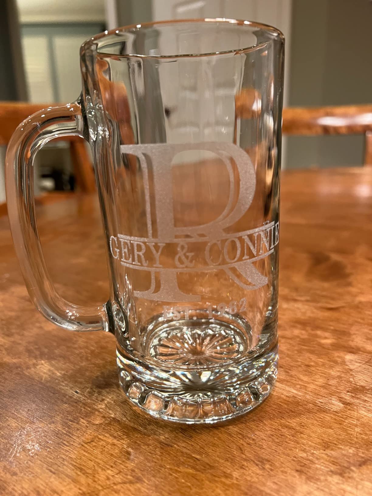 Personalized Fathers Day Etched Glass Beer Mug for Gifting (16oz) – Customizable Dad Monogram and Text Glass Mugs - Custom Father Tankard Style Mugs - Novelty Beer Gifts for Men Halpert - Customer Photo 1