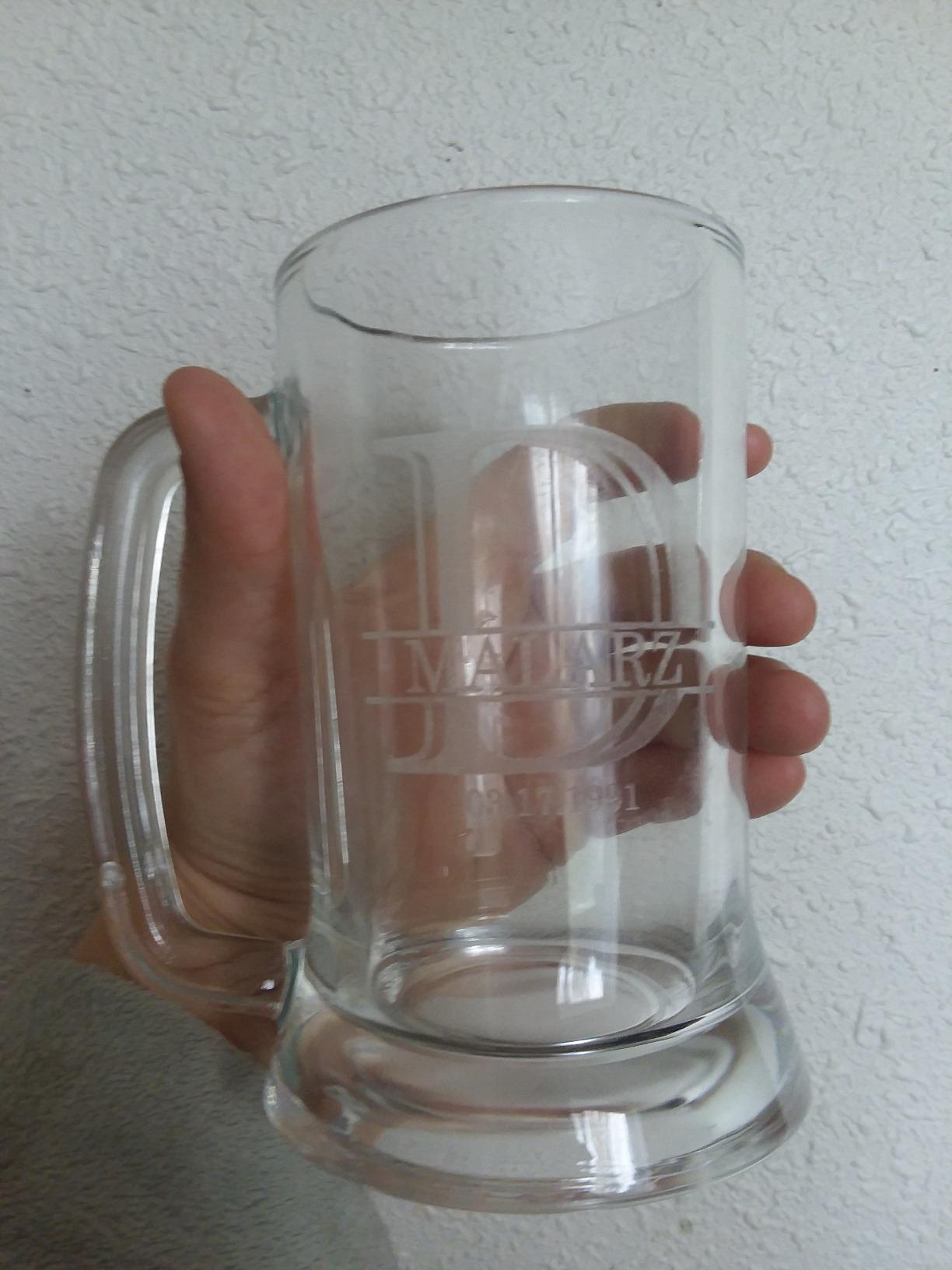 Personalized Fathers Day Etched Glass Beer Mug for Gifting (16oz) – Customizable Dad Monogram and Text Glass Mugs - Custom Father Tankard Style Mugs - Novelty Beer Gifts for Men Halpert - Customer Photo 2