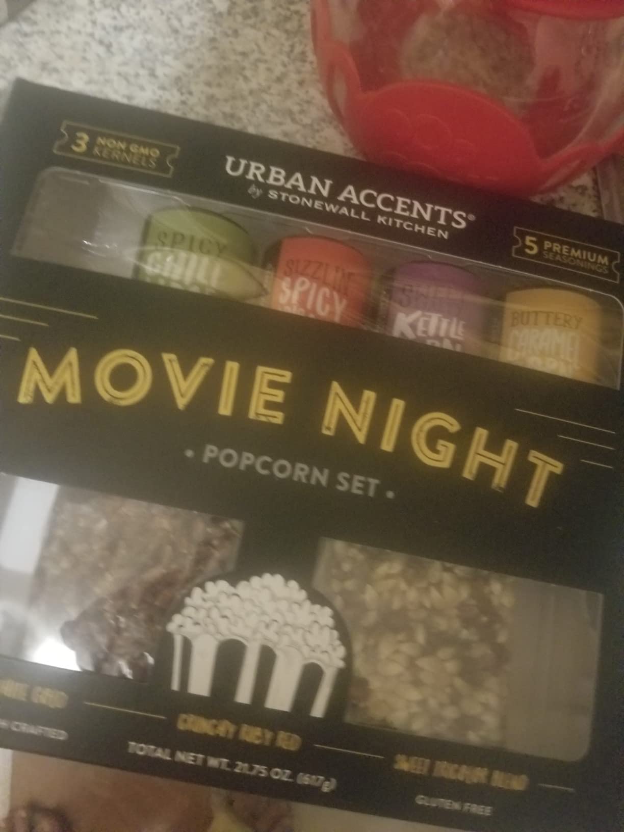Urban Accents Movie Night Popcorn Gift Set – Includes 3 Gourmet Popcorn Kernel Varieties & 5 Flavorful Seasonings – Perfect Snack Gift Box for Parties, Holidays, or Movie Lovers - Customer Photo 3