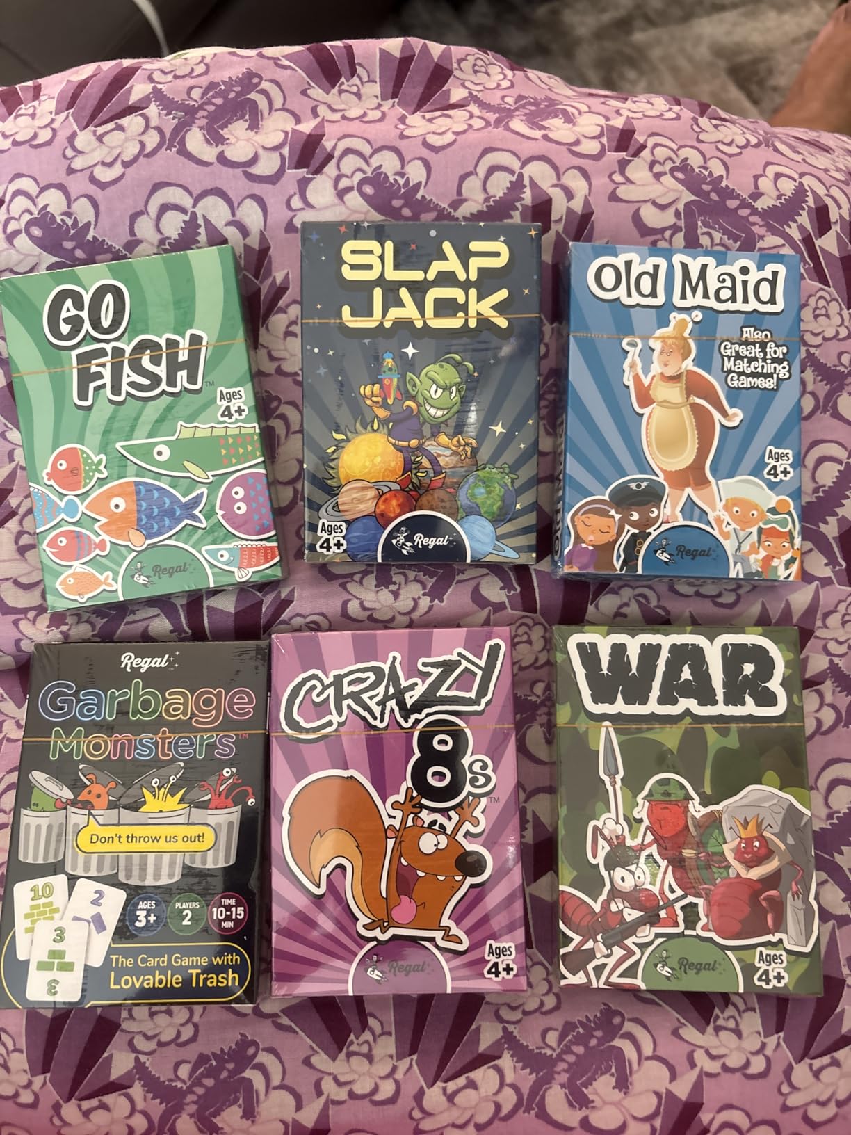 Regal Games Card Games for Kids - Go Fish, Crazy 8's, Old Maid, Slap Jack, Garbage Monster, War - Simple & Fun Classic Family Table Games - Games May Vary (6 Set) - Customer Photo 1