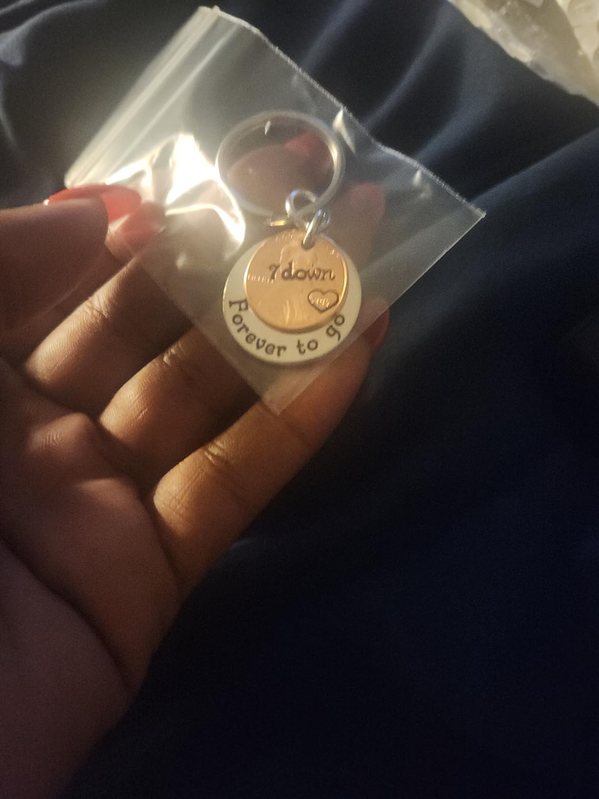 7 Down and Forever To Go, 7th Anniversary Year Penny Key Chain, 7th Wedding Anniversary, Personalized Options Customer Review 7 Down and Forever To Go, 7th Anniversary Year Penny Key Chain, 7th Wedding Anniversary, Personalized Options - Customer Photo 2