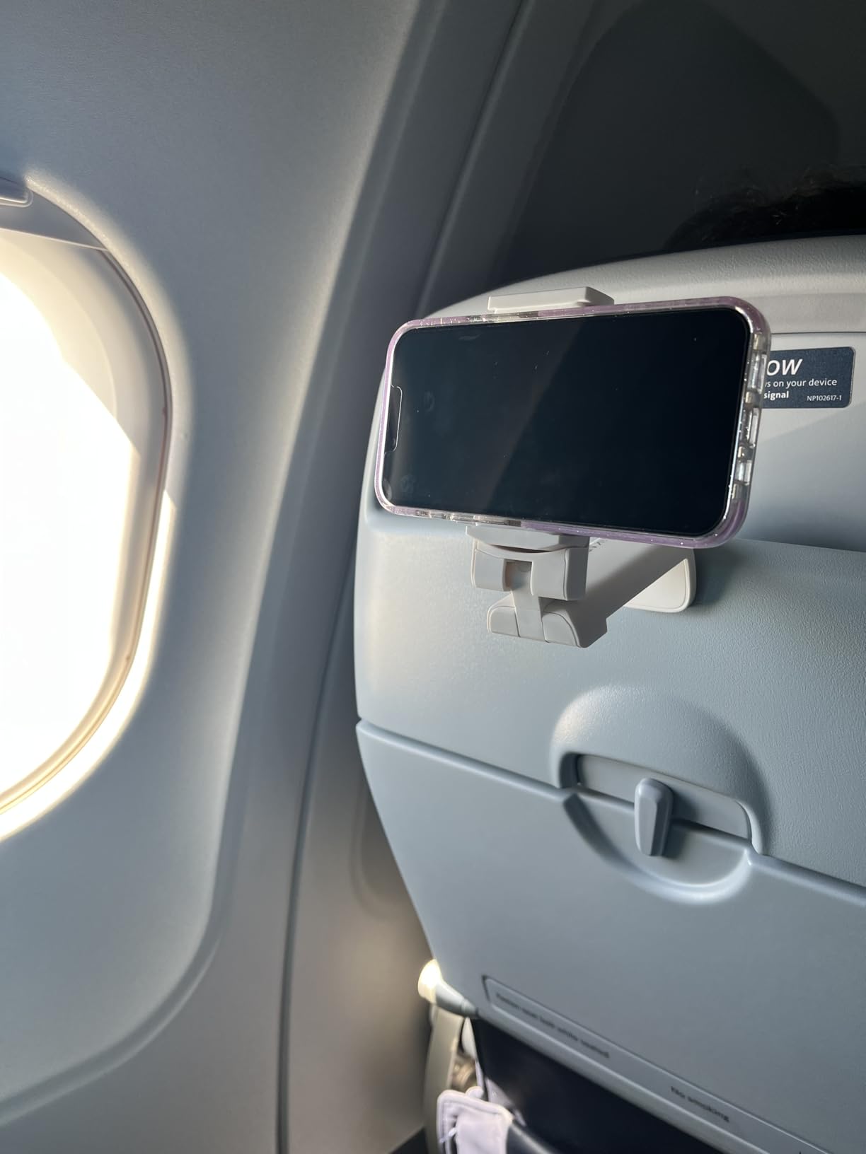 MiiKARE Airplane Travel Essentials Phone Holder, Universal Handsfree Phone Mount for Flying with 360 Degree Rotation, Accessory for Airplane, Travel Must Haves Phone Stand for Desk, Tray Table - Customer Photo 1