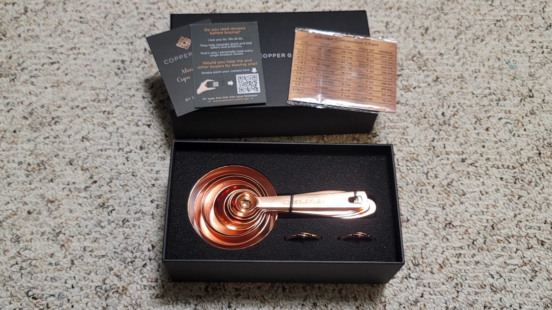 Copper Measuring Cups and Spoons Set of 9 - Luxurious Gift Packaging. Copper Gifts for 7th Anniversary for Her or Him. Gifts for Women, Men, Couple. 7 year or 22nd Wedding Anniversary. Rose Gold Gifts Customer Review Copper Measuring Cups and Spoons Set of 9 - Luxurious Gift Packaging. Copper Gifts for 7th Anniversary for Her or Him. Gifts for Women, Men, Couple. 7 year or 22nd Wedding Anniversary. Rose Gold Gifts - Customer Photo 2
