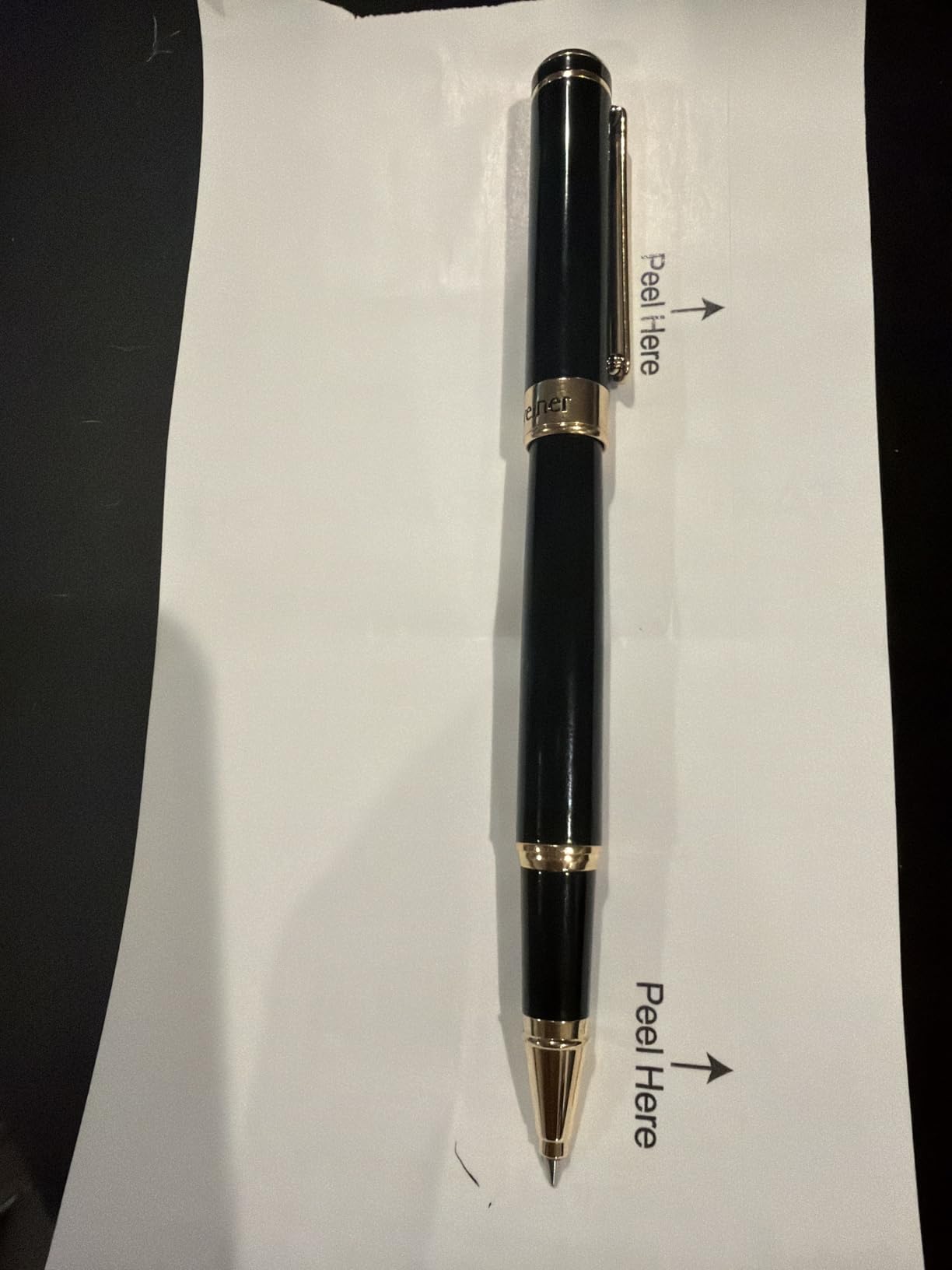 Scriveiner Black Lacquer Rollerball Pen - Stunning Luxury Pen, Real Gold Plating, Schmidt Ink Refill, Best Roller Ball Gift Set for Men & Women, Professional, Executive Office, Nice Pens - Customer Photo 2