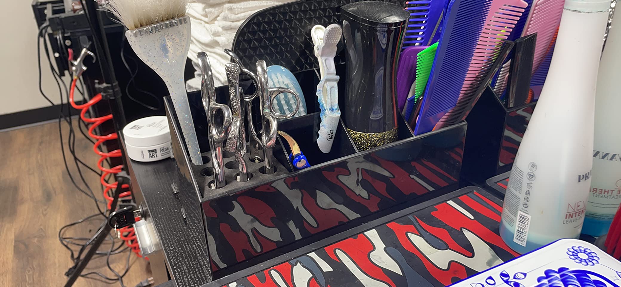 Noverlife Hair Scissors Large Storage Box, Shear Holder for Hair Salon, Scissor Holder, Hairdressing Combs Clips Scissors Professional Hairdressing Combs, Clips, Brushes Storage Racks Tool Box - Black - Customer Photo 2