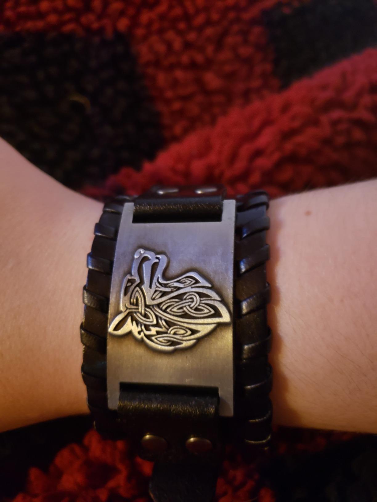 TURTLEDOVE Viking Bracelet Wolf Fenrir - Vintage Nordic Scandinavian Talisman - Gothic Bracelet for Celtic Pagan - Customer Photo 1