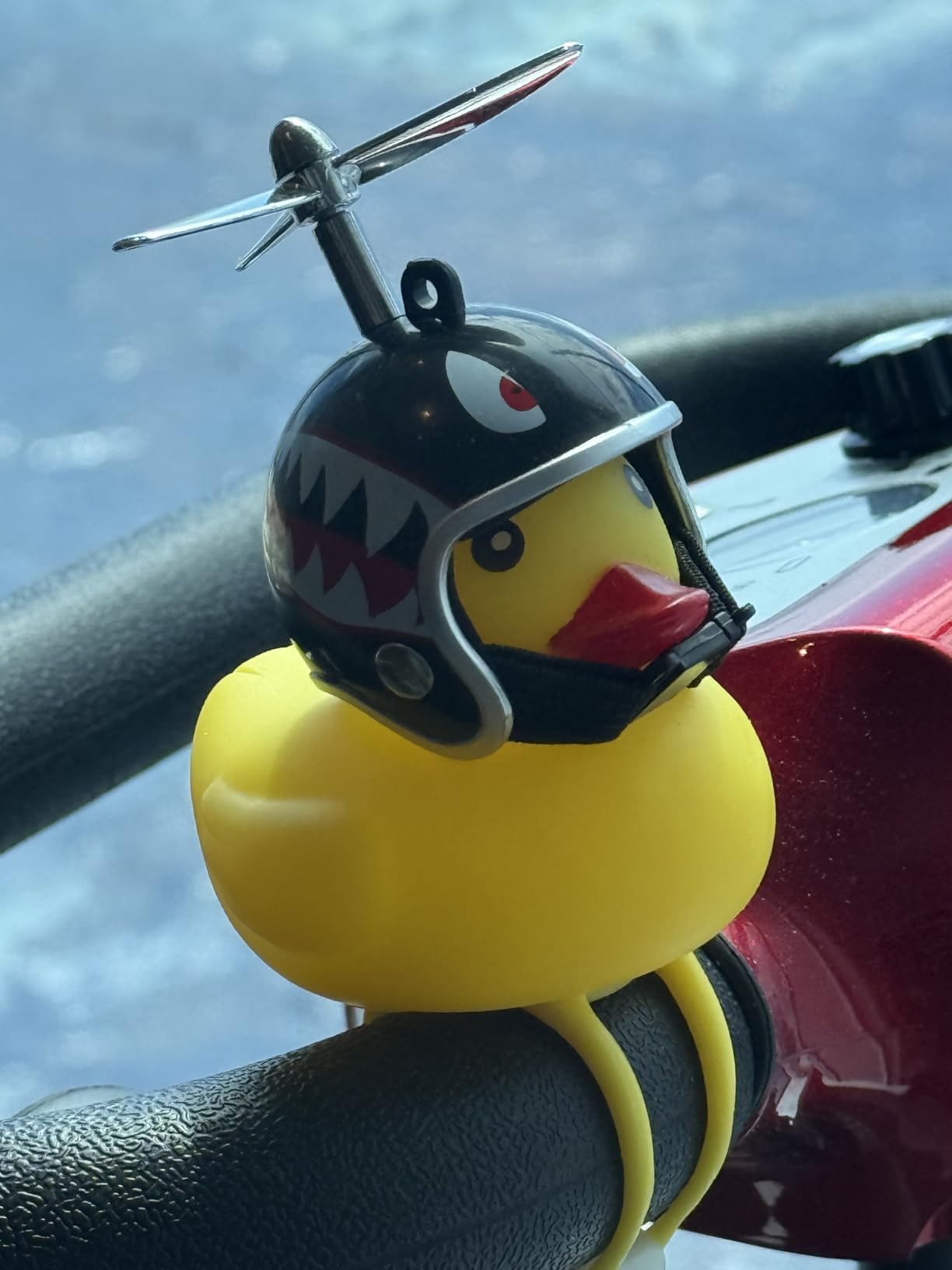 NEKRASH Duck Bike Bell, Rubber Duck Bicycle Accessories with LED Light, Cute Propeller Handlebar Bicycle Horns for Kids Toddler Children Adults Sport Outdoor - Customer Photo 1