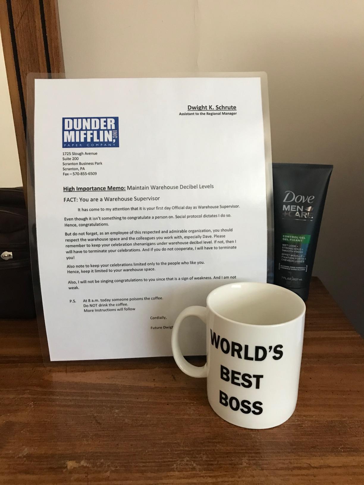 Dunder Mifflin (The Office) World's Best Boss TV Television Show Ceramic Mug Coffee (Tea, Cocoa) 15 OZ Mug, Official Michael Scott Mug As Seen On The Office - Customer Photo 3