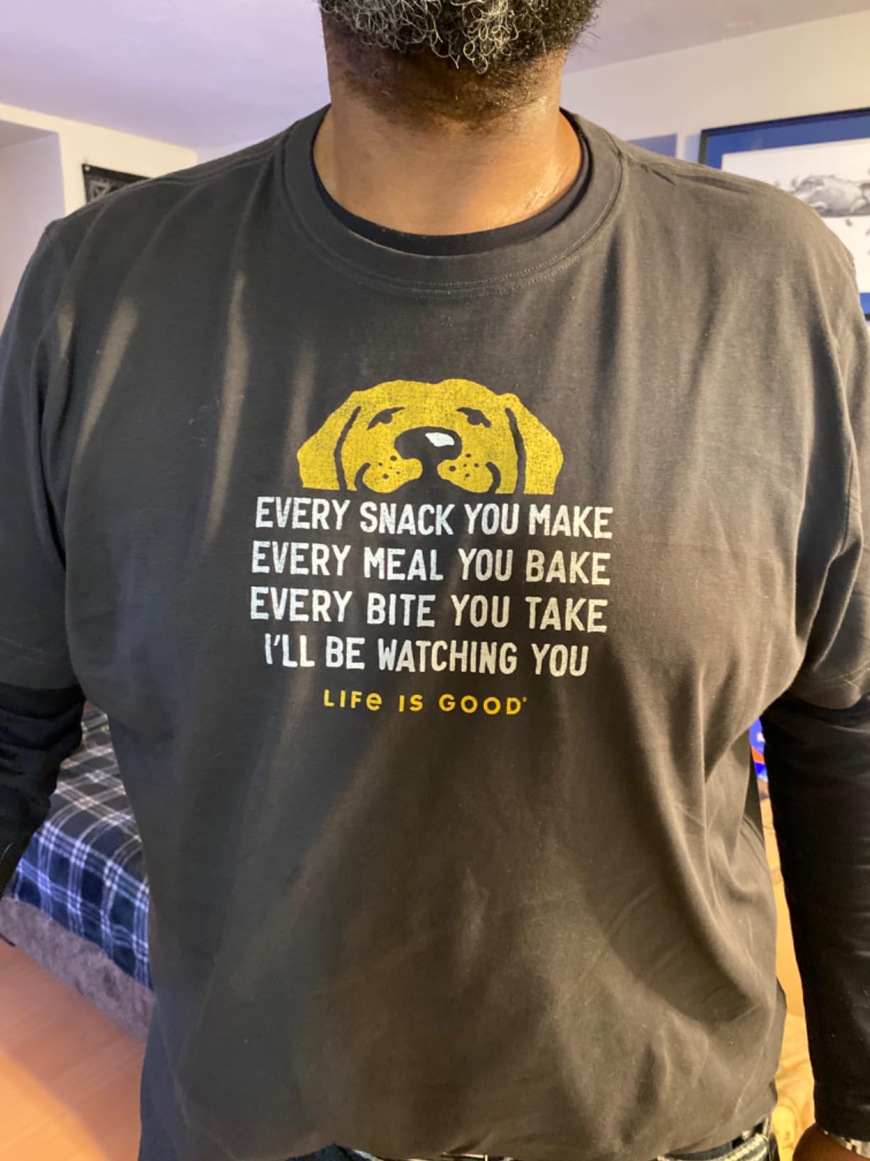 Life is Good. Mens Crusher Tee I'll Be Watching You, Darkest Blue - Customer Photo 1