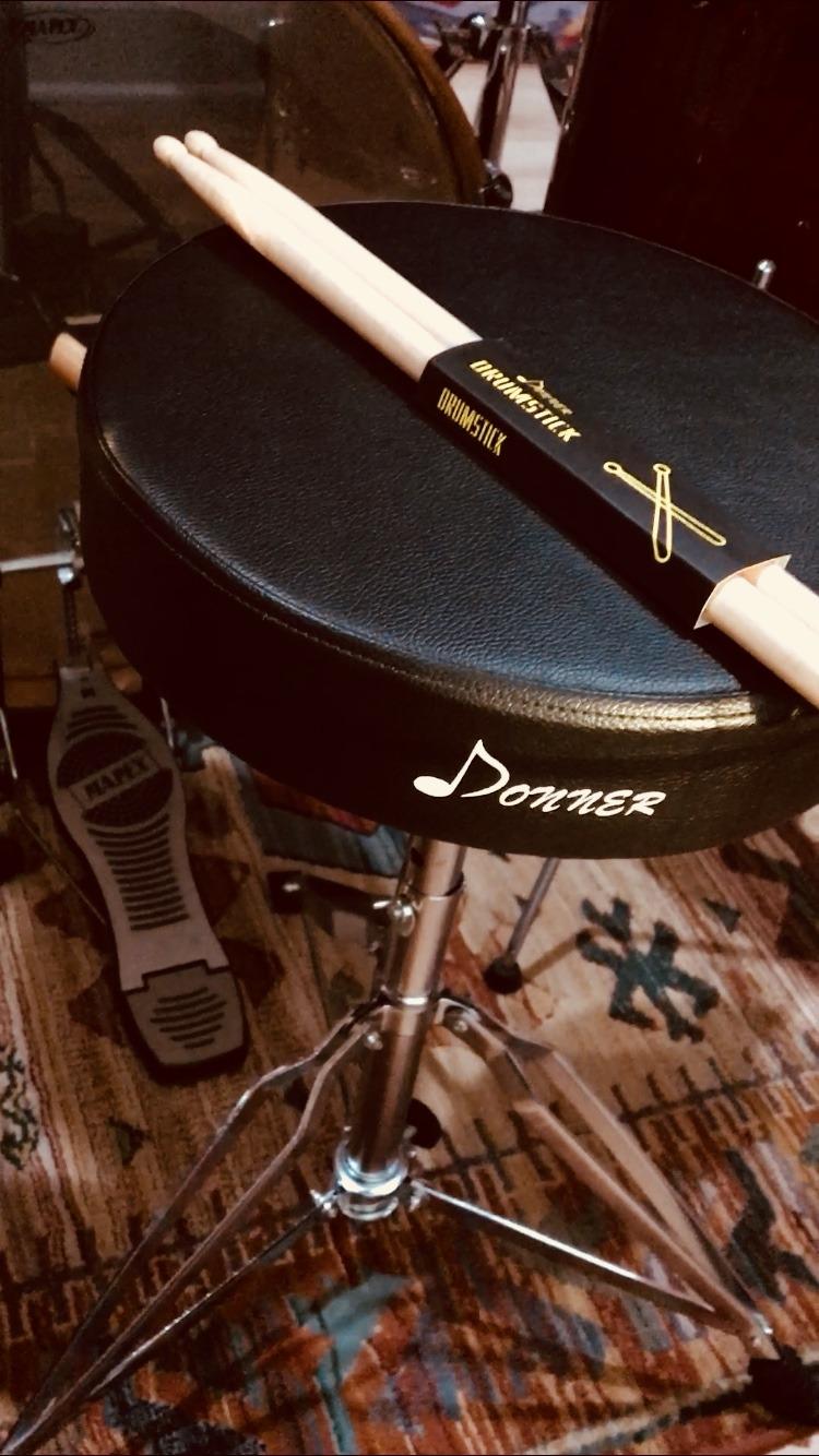 Donner Heavy Duty Drum Throne, Motorcycle Style Drum Stool, Widened Drum Seat with Upgraded Materials, Height Adjustable Padded Drum Chair, Double Braced - Customer Photo 2