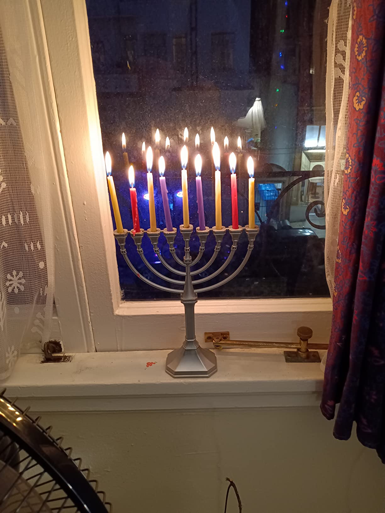 Complete Hanukkah Menorah Kit Traditional Grace Menorah - Satin Silver, 44 Hanukkah Candles, 4 Dreidels, Chanukah Guide, Sack of Chocolate Gelt - Complete Chanukah Bundle by Zion Judaica - Customer Photo 2