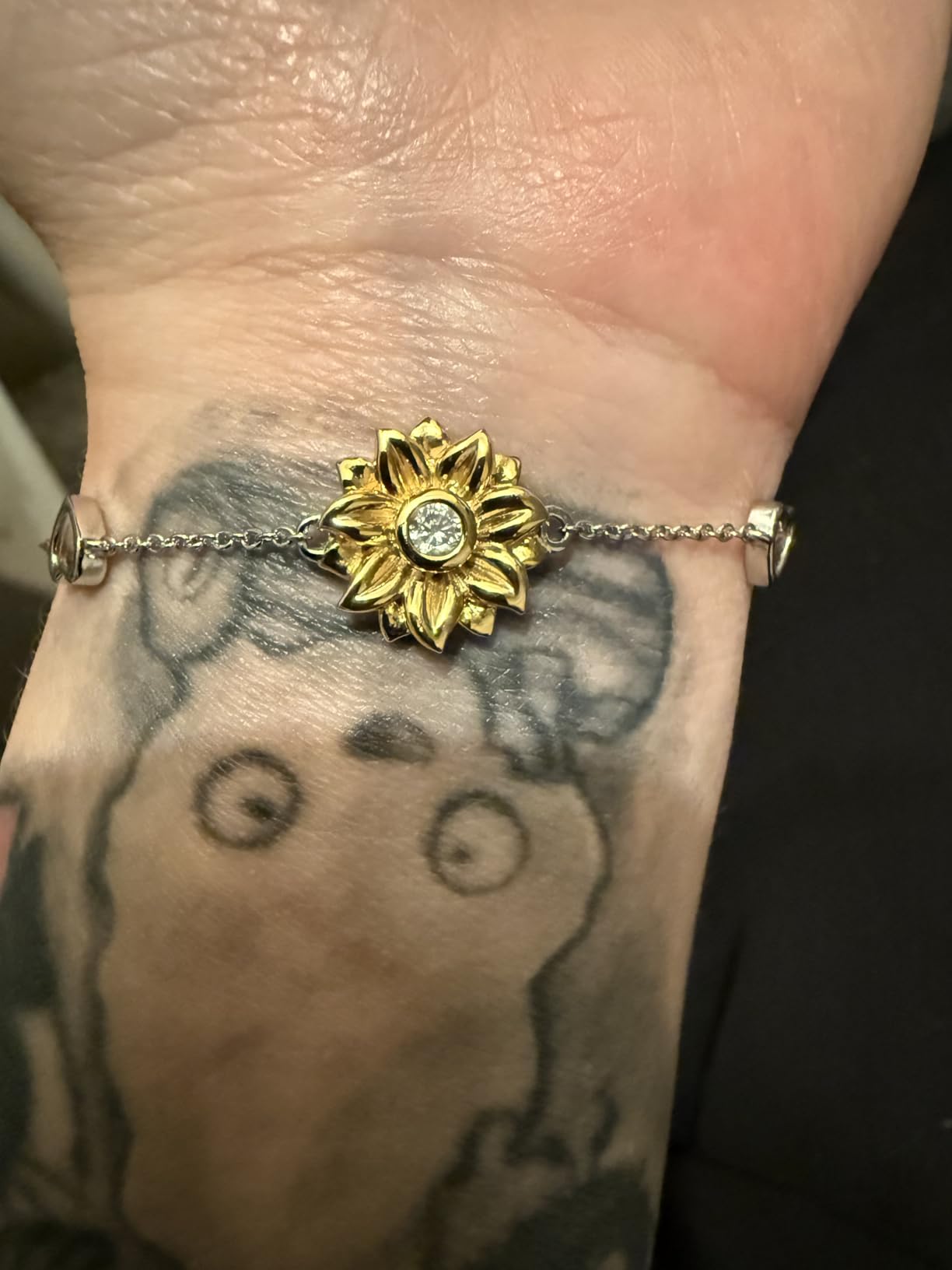 SNZM Bracelets for Women-925 Sterling Silver Sunflower Bracelet Chain Adjustable Heart Charm Link Birthday Sunflower Jewelry Gifts for Women/Daughter/Girlfriend - Customer Photo 1