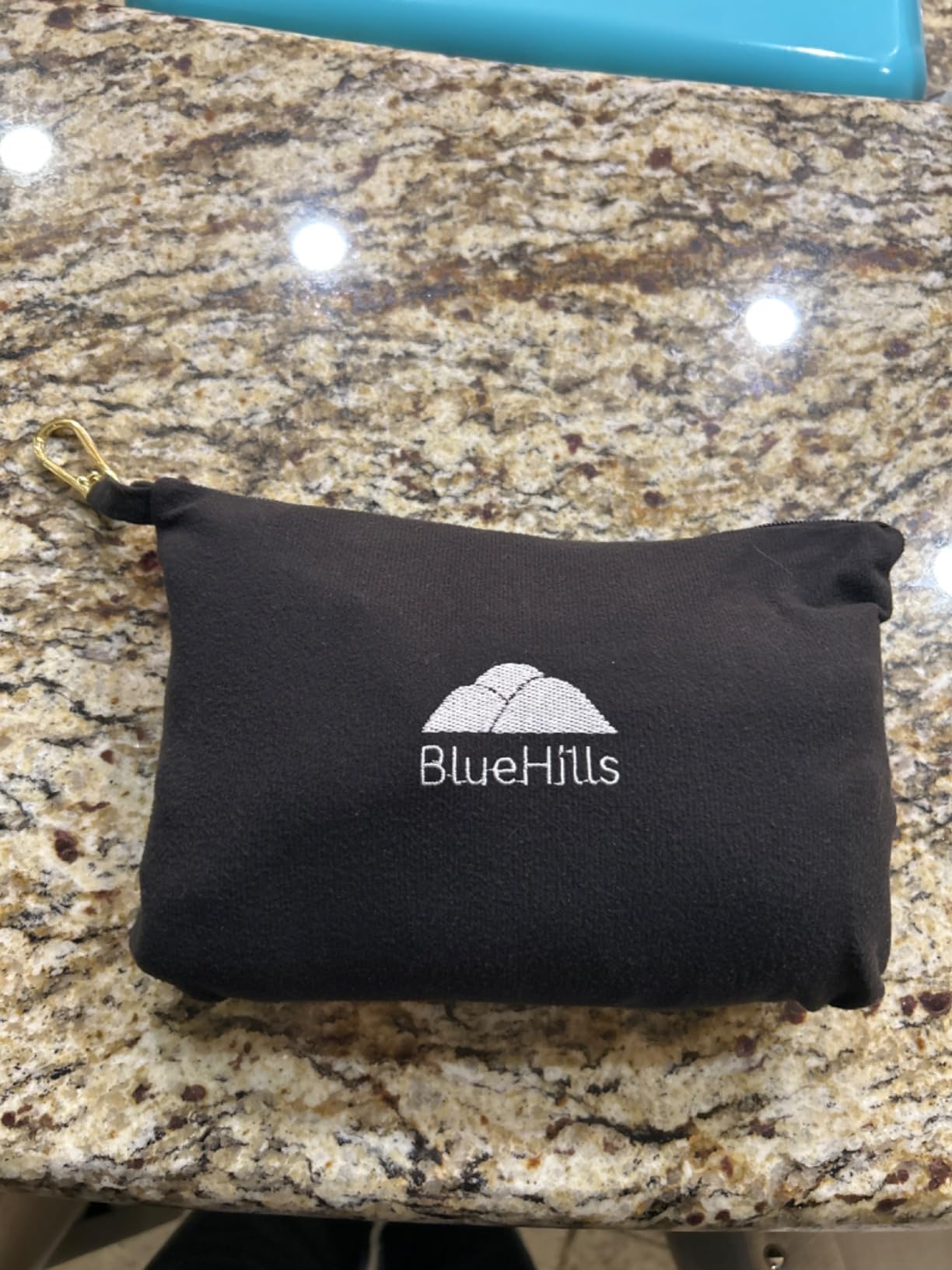 BlueHills Ultra Compact Travel Blanket Pillow in Portable Bag Case Soft 70 X 56 with Strap Backpack Clip Premium Cozy Soft Compact Pack Large Blanket for Airplane Flight Layover Grey - Gray C002 - Customer Photo 2