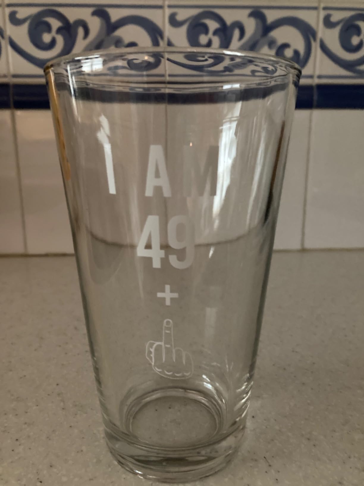 49 + One Middle Finger 50th Birthday Gifts for Men Women Beer Glass – Funny 50 Year Old Presents - 16 oz Pint Glasses Party Decorations Supplies - Craft Beers Gift Ideas for Dad Mom Husband Wife 50 th - Customer Photo 1