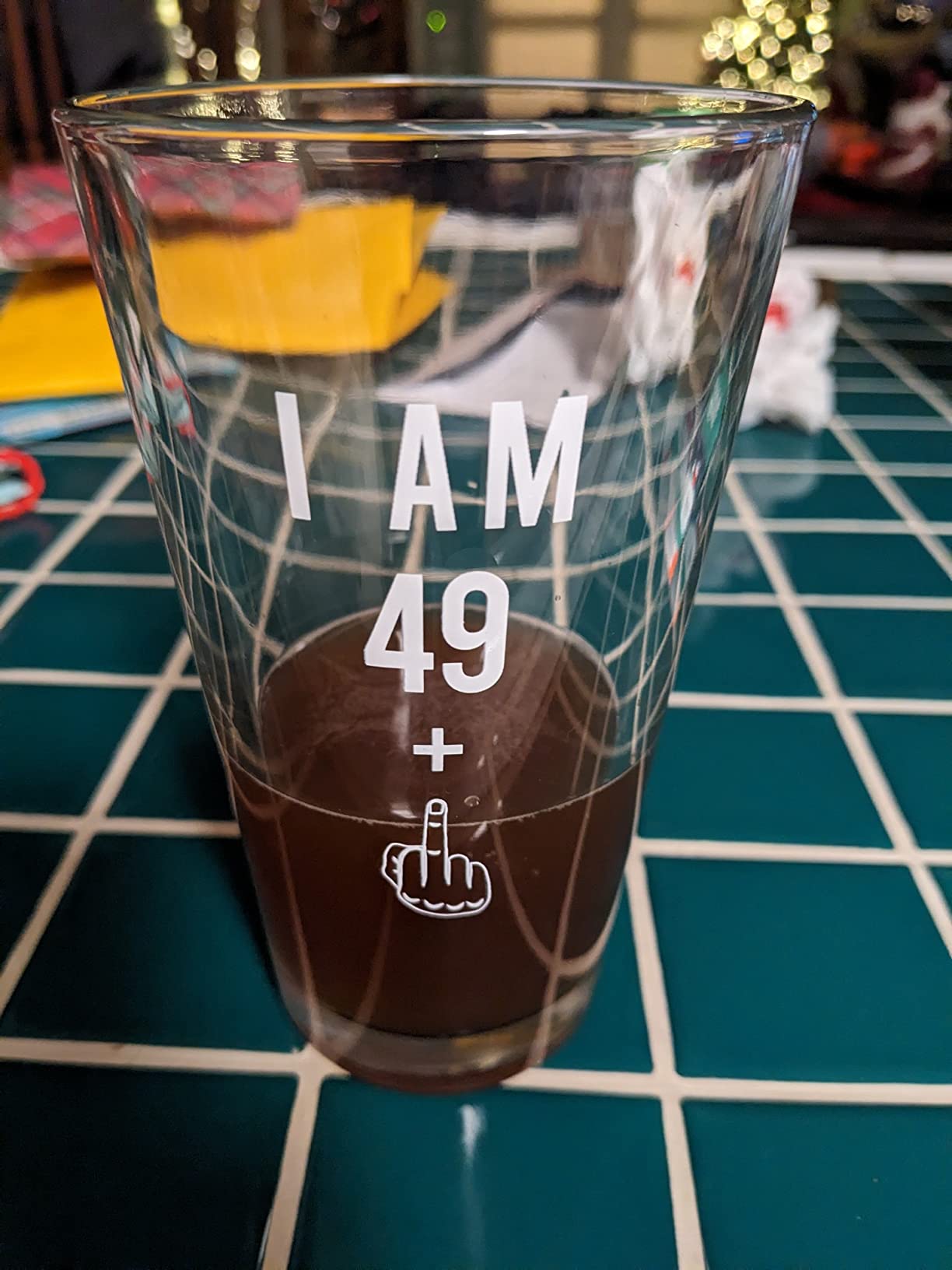 49 + One Middle Finger 50th Birthday Gifts for Men Women Beer Glass – Funny 50 Year Old Presents - 16 oz Pint Glasses Party Decorations Supplies - Craft Beers Gift Ideas for Dad Mom Husband Wife 50 th - Customer Photo 2