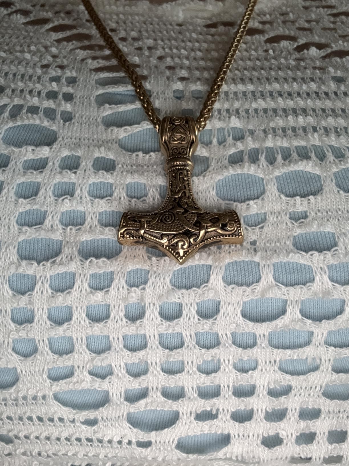 FaithHeart Viking Thor's Hammer Talisman Necklace for Men, Vintage Norse Mjolnir Amulet Pendant with Sturdy Wheat Chain, Stainless Steel Jewelry (Gift Box) - Customer Photo 1