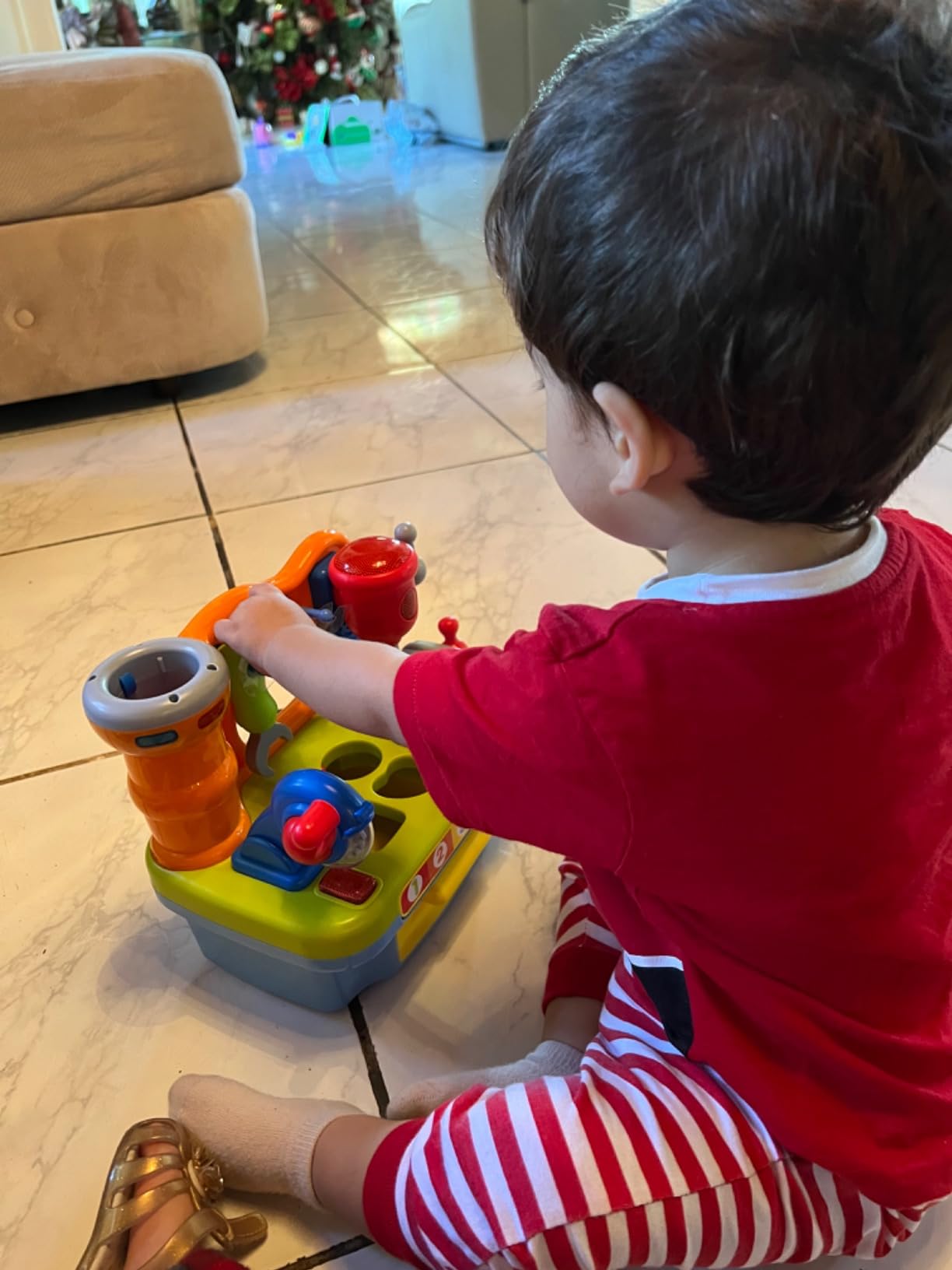 Toys for 1 Year Old Boy, Musical Toddler Tool Bench, Montessori Educational Toys with Sound Lights Effect, Shape Sorter, One Year Old Boy Birthday Gift, Engineer Pretend Play Workbench - Customer Photo 1