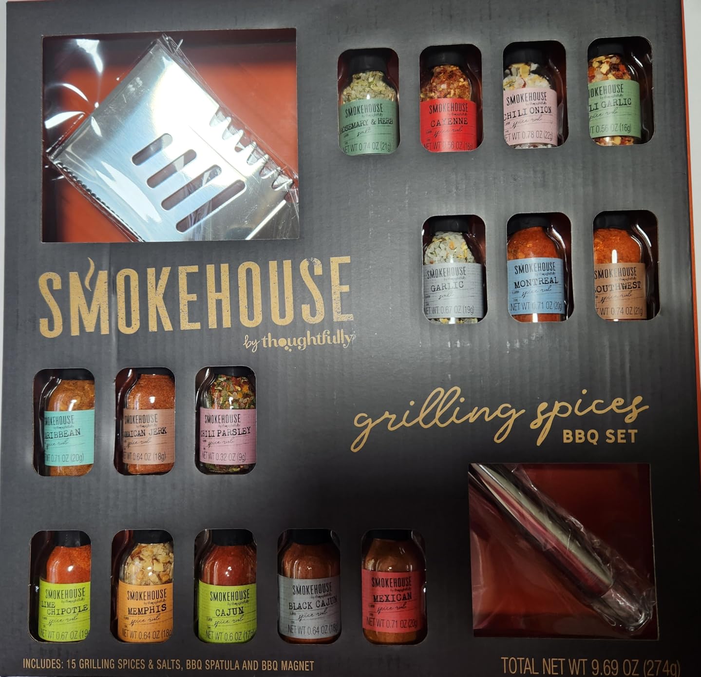 Smokehouse by Thoughtfully Ultimate Grilling Spice Set, Grill Seasoning Gift Set Flavors Include Chili Garlic, Rosemary and Herb, Lime Chipotle, Cajun Seasoning and More, Pack of 20 - Customer Photo 3