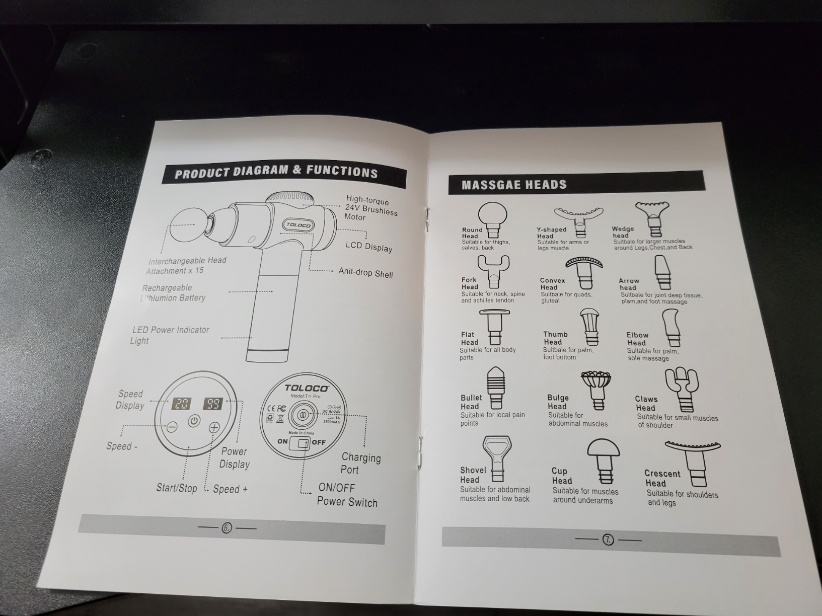 TOLOCO Massage Gun, Deep Tissue Back Massage for Athletes for Pain Relief, Percussion Massager with 10 Massages Heads & Silent Brushless Motor, Christmas Gifts for Women, Men, Black - Customer Photo 1