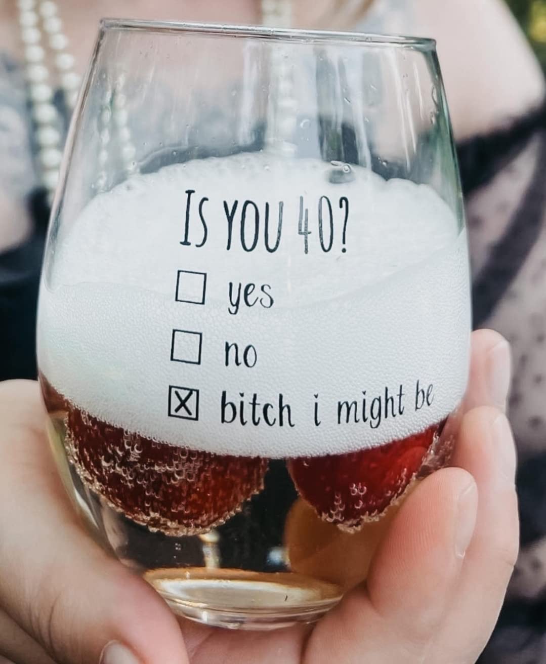 Gelid 40th Birthday Gifts for Women and Men Wine Glass - Funny Is You 40 Gift Idea for Mom Dad Husband Wife – 40 Year Old Party Supplies Decorations - Customer Photo 1