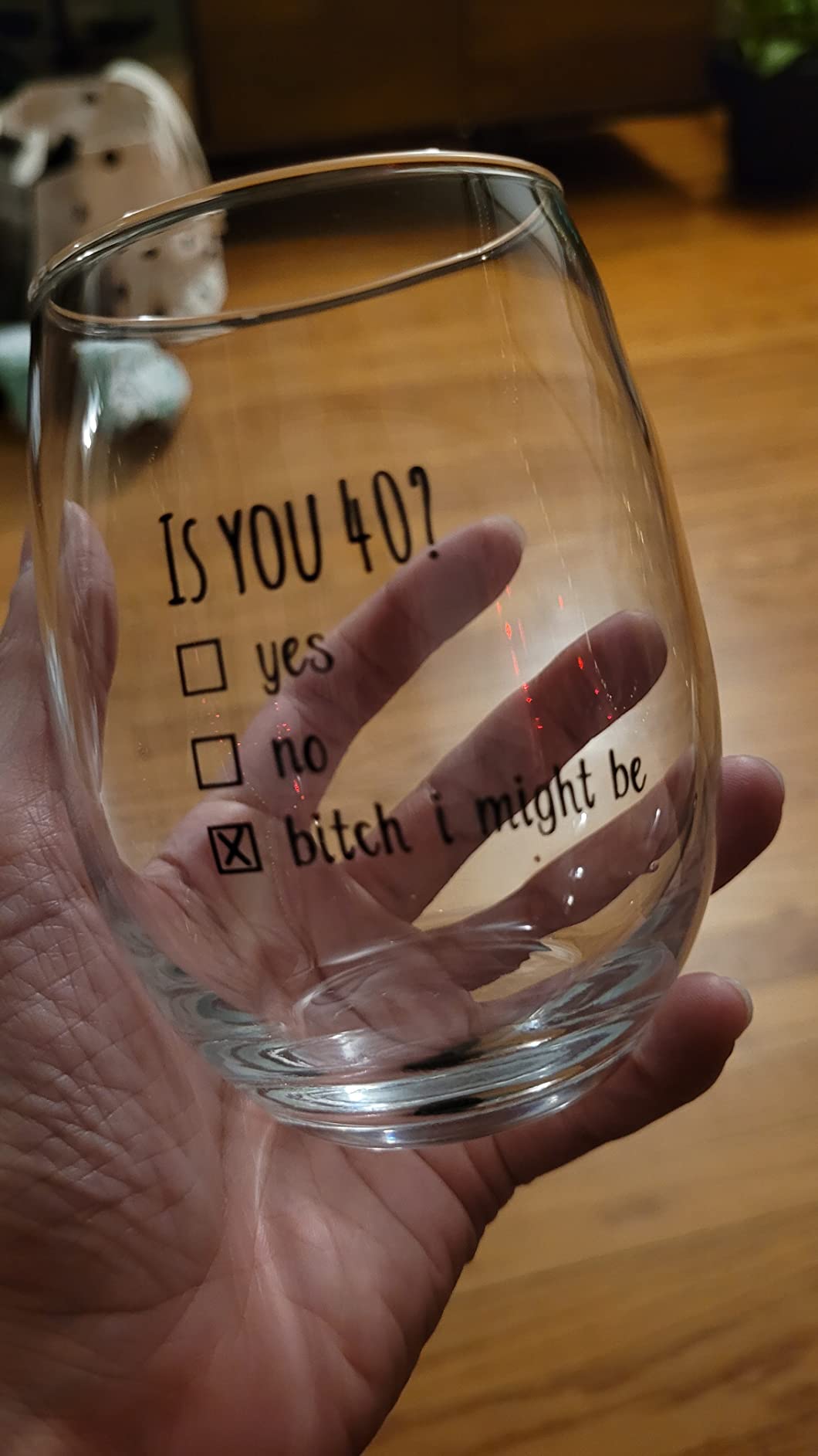 Gelid 40th Birthday Gifts for Women and Men Wine Glass - Funny Is You 40 Gift Idea for Mom Dad Husband Wife – 40 Year Old Party Supplies Decorations - Customer Photo 2