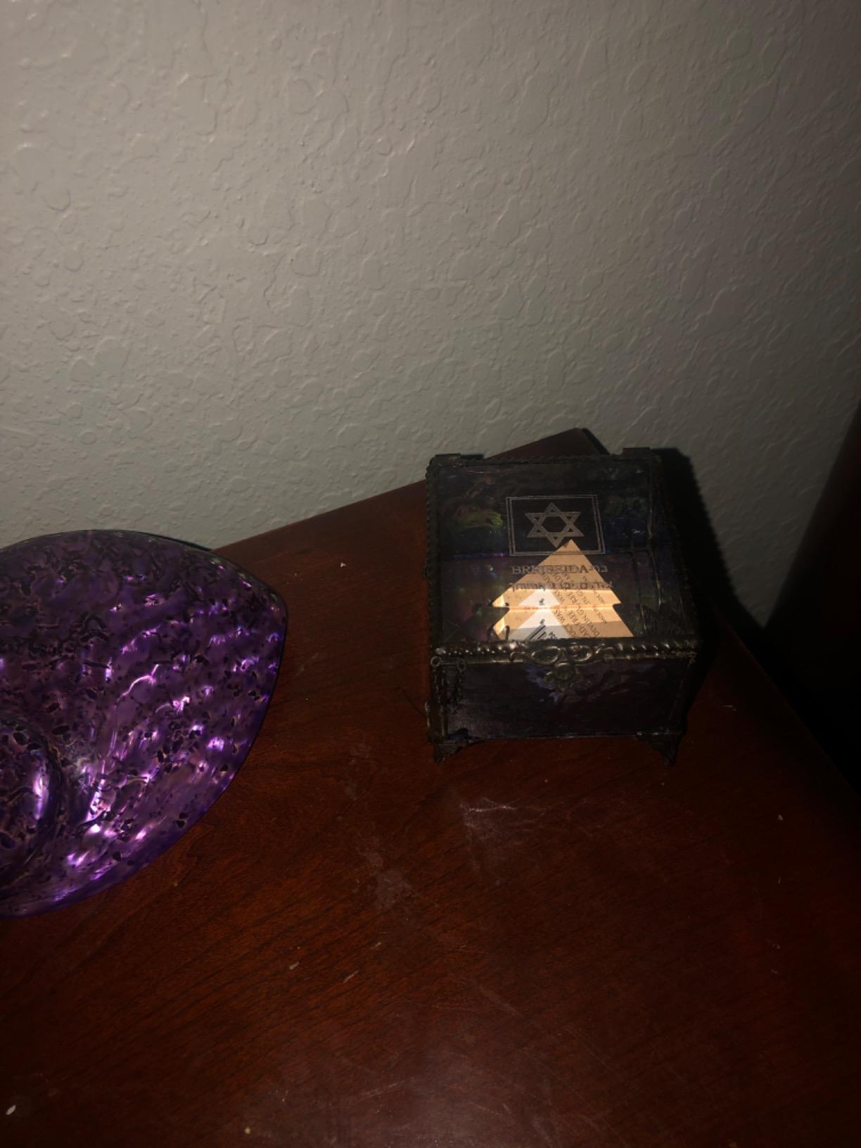 Bat Mitzvah Gifts for Girls Personalized Keepsake Engraved Jewish Star of David Purple Stained Glass Jewelry Box Trinkets J Devlin Box 836 EB250 - Customer Photo 1