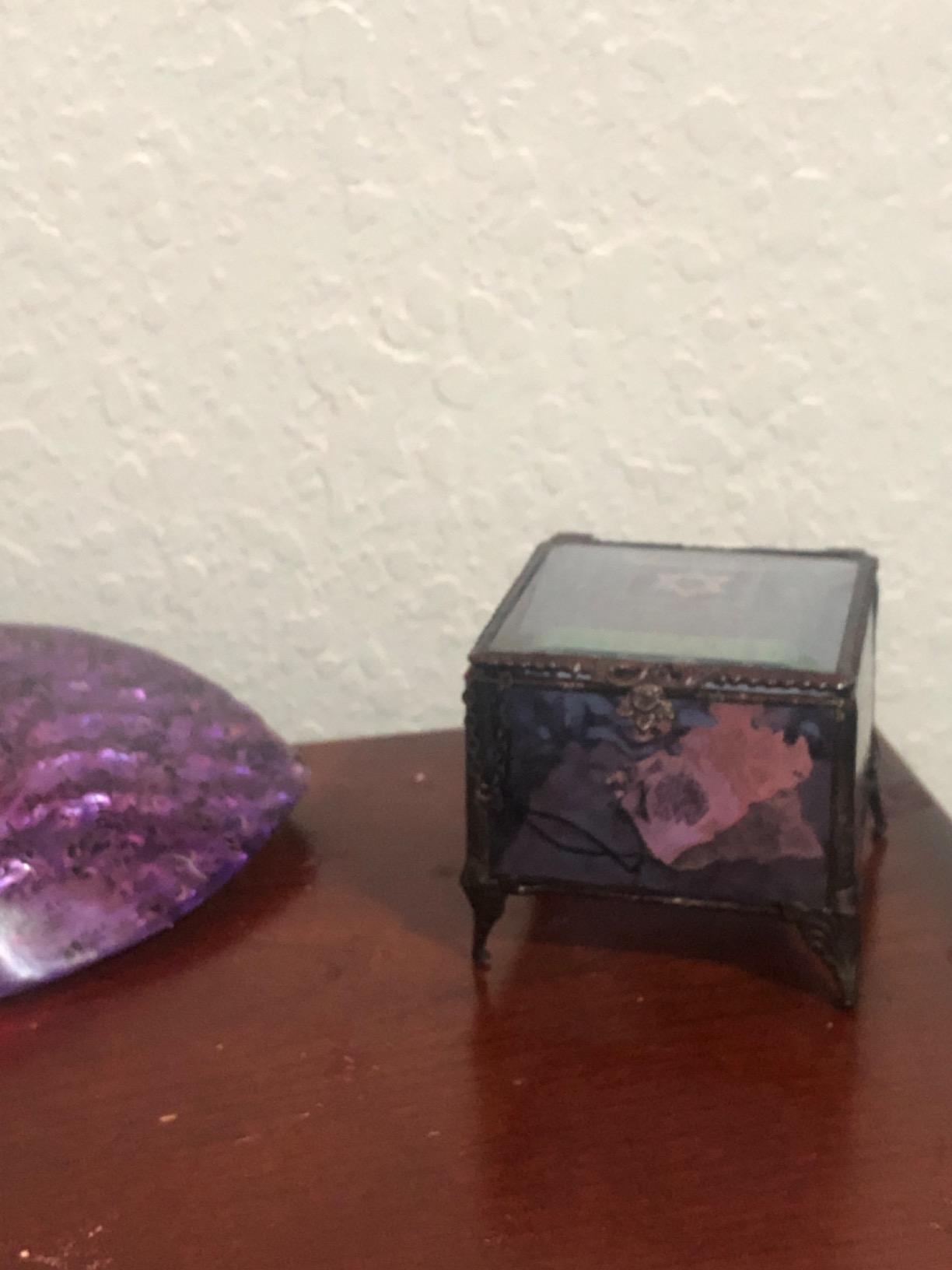 Bat Mitzvah Gifts for Girls Personalized Keepsake Engraved Jewish Star of David Purple Stained Glass Jewelry Box Trinkets J Devlin Box 836 EB250 - Customer Photo 2