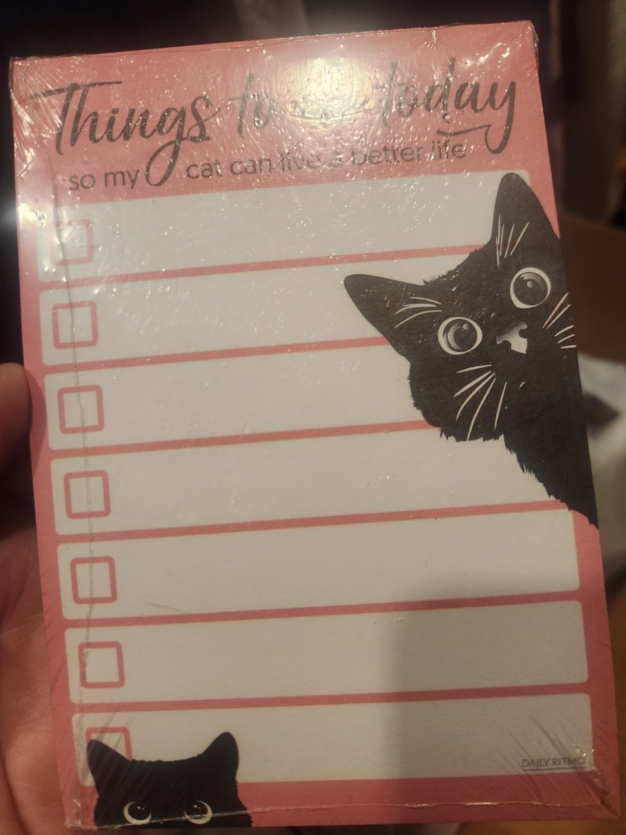 Funny Black Cat Lover Small to Do List Sticky Notes, Pink | Things to Do Today | Humor Notebook Notepad Note Card for Women Gift| 50 Pages 4x6 by DAILY RITMO - Customer Photo 1