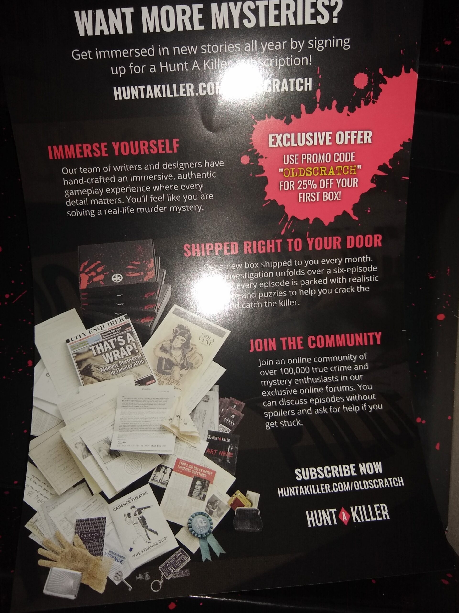 Hunt A Killer: Death At The Dive Bar, Solve a Murder at Old Scratch Tavern, Immersive Murder Mystery Game, Play Detective in Unsolved Mysteries, Great Gift For True Crime Fans, Designed for Ages 14+ Customer Review Hunt A Killer: Death At The Dive Bar, Solve a Murder at Old Scratch Tavern, Immersive Murder Mystery Game, Play Detective in Unsolved Mysteries, Great Gift For True Crime Fans, Designed for Ages 14+ - Customer Photo 1