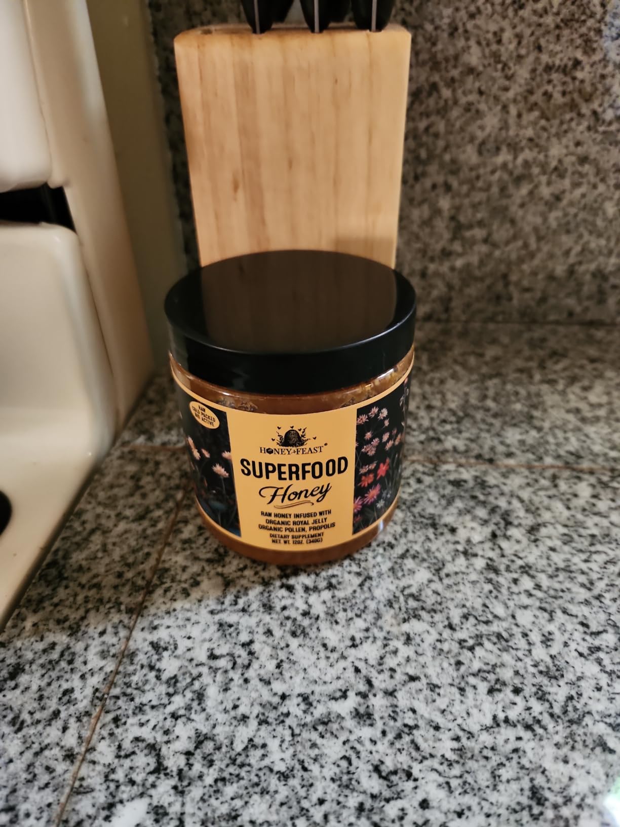 HONEY FEAST Bourbon Honey 12oz | Artisanal Small Batch Raw Honey | Exquisite Bourbon-Infused Honey | Ideal for Bourbon Enthusiasts & Gourmets - Customer Photo 1