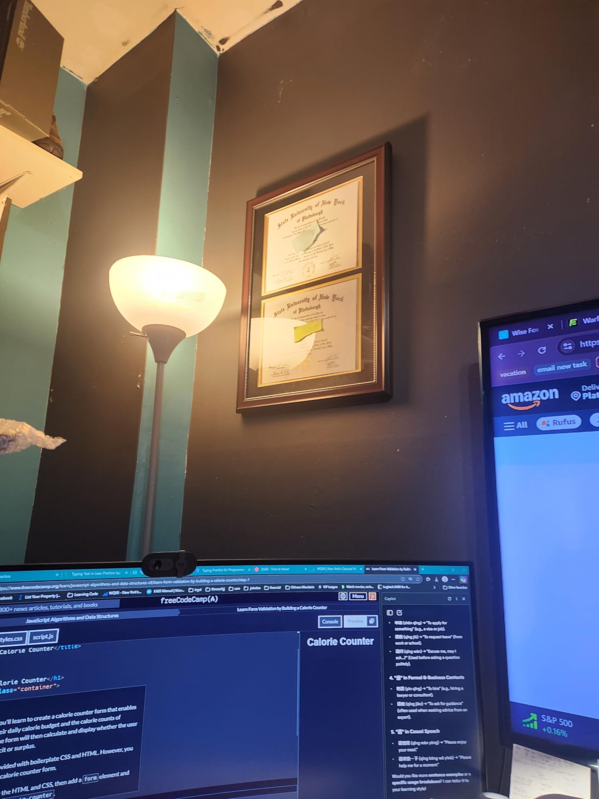 GraduationMall 8.5x11 Diploma Frame with Black over Gold Mat or Display 11x14 Document without Mat, UV Protection Acrylic, Mahogany with Gold Beads - Customer Photo 2