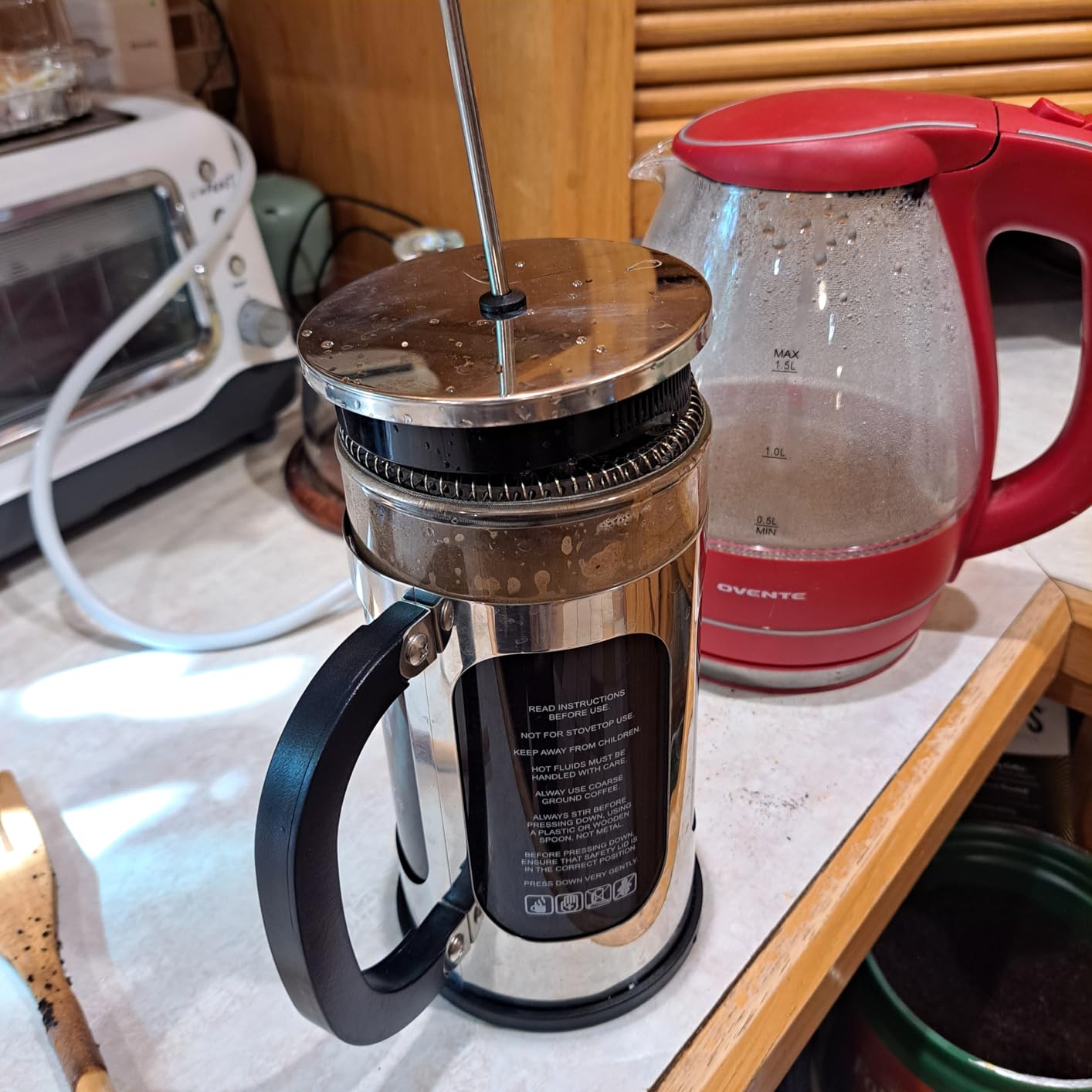 BAYKA 34oz 1 Liter French Press Coffee Maker, Christmas Coffee Lover Gifts Basket Set, Heat Resistant Thickened Borosilicate Glass Stainless Steel Brewer, Cold Brew Cafetera Teapot for Kitchen, Copper - Customer Photo 1