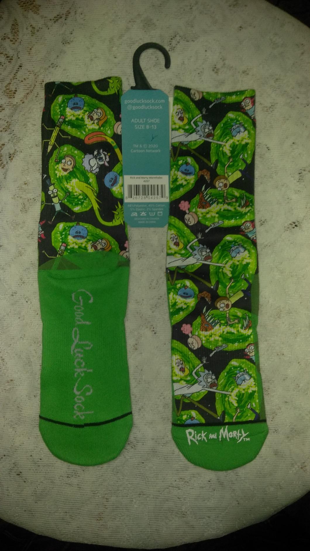 Good Luck Sock Men's Rick and Morty, Poopybutthole, Pickle Rick, Mr. Meeseeks Socks, Adult - Customer Photo 1