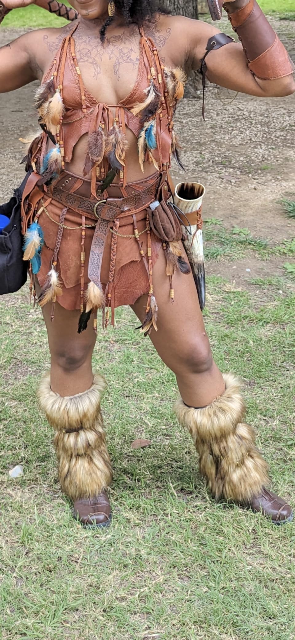 OLDEMPEROR Viking Drinking Horn Mug -16 Oz - Gifts for Men, Women, Dad, Husband - Unique Handmade for Hot & Cold - Food Grade Medieval Style Ale Beer & Mead Cup - Customer Photo 2