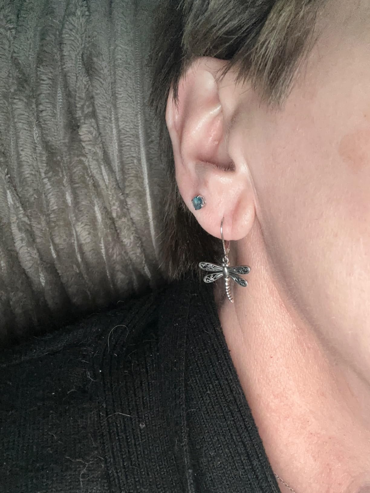 ONEFINITY Dragonfly Earrings 925 Sterling Silver Moonstone Leverback Dragonfly Dangle Drop Earrings Women Jewelry Gifts - Customer Photo 1