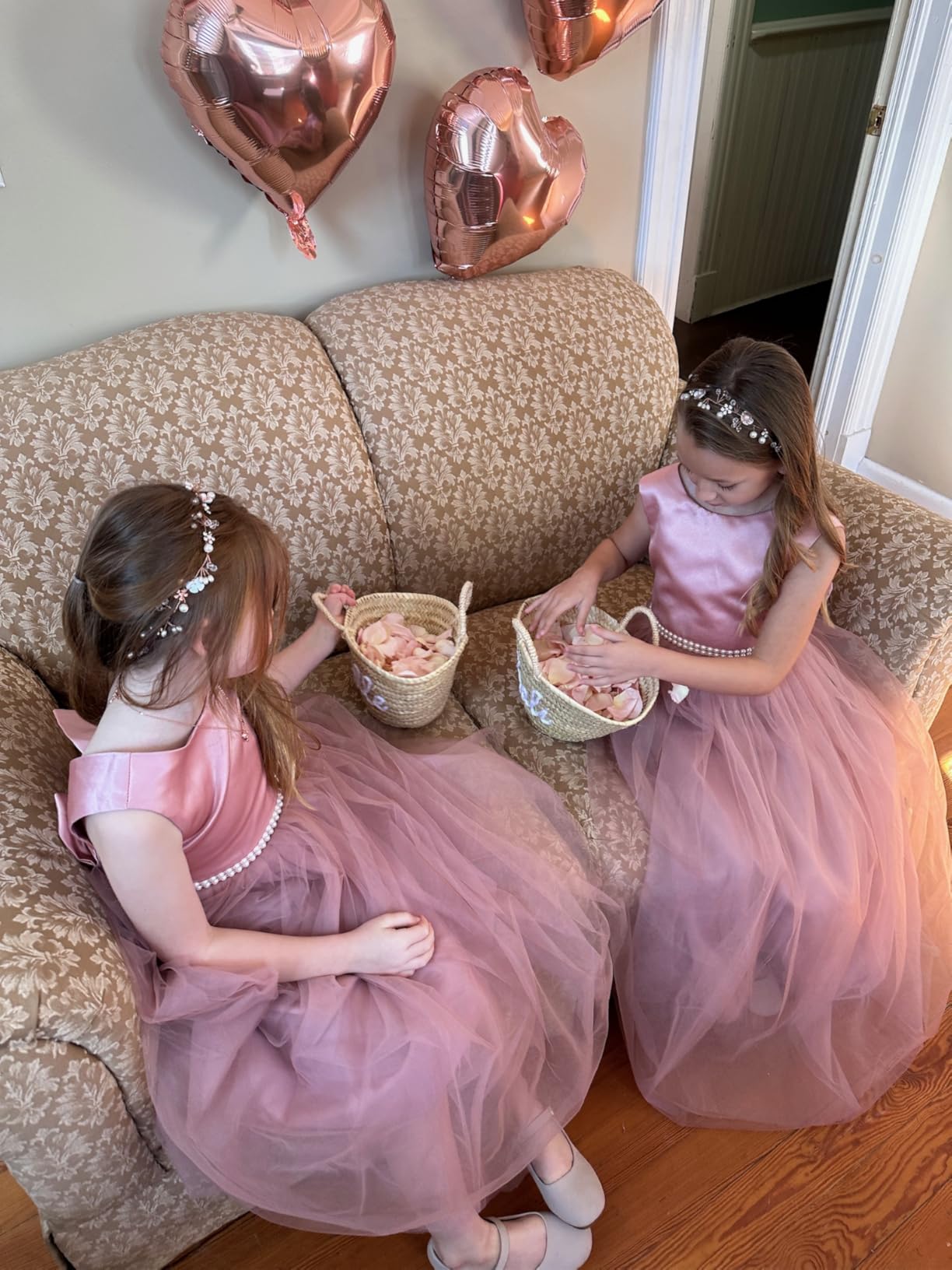 IEFLIFE Flower Girl Gifts - 14K-Gold-Plated Heart Initial Necklace Wedding Gift for Girls - Customer Photo 1