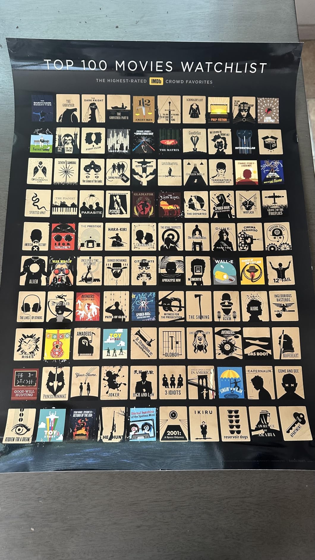 Official IMDb Top 100 Movies Scratch Off Poster | Premium Bucket List - Made in USA | 16.5x23.4 Inches | Unique Gift for Men and Women Film Lovers | Movie Night Supplies and Room Décor - Customer Photo 3