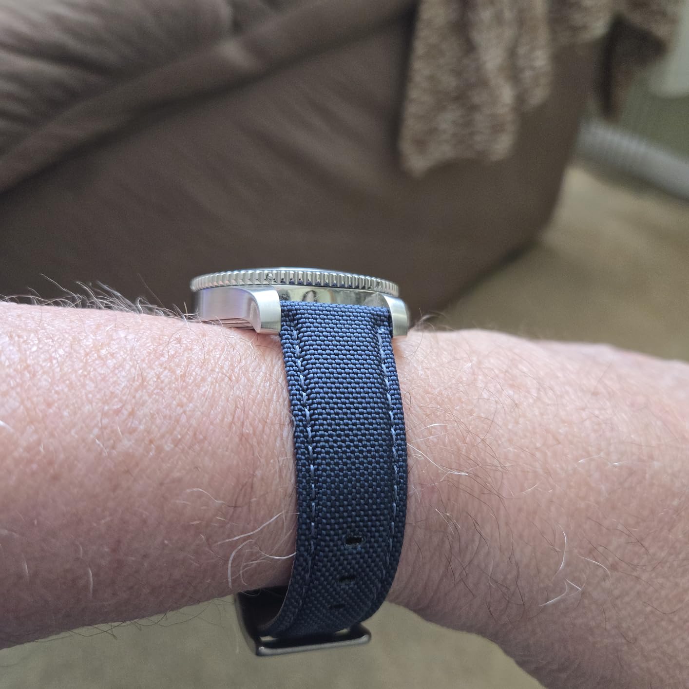 Ritche Christmas Gift Sailcloth Watch Band Quick Release Watch Strap Compatible with Samsung Galaxy Watch 6 Classic 43mm 47mm 40mm 44mmTimex / Seiko / Fossil / Citizen for Men Women, White Elephant Gifts, Stocking Stuffers for Men Customer Review Ritche Christmas Gift Sailcloth Watch Band Quick Release Watch Strap Compatible with Samsung Galaxy Watch 6 Classic 43mm 47mm 40mm 44mmTimex / Seiko / Fossil / Citizen for Men Women, White Elephant Gifts, Stocking Stuffers for Men - Customer Photo 1