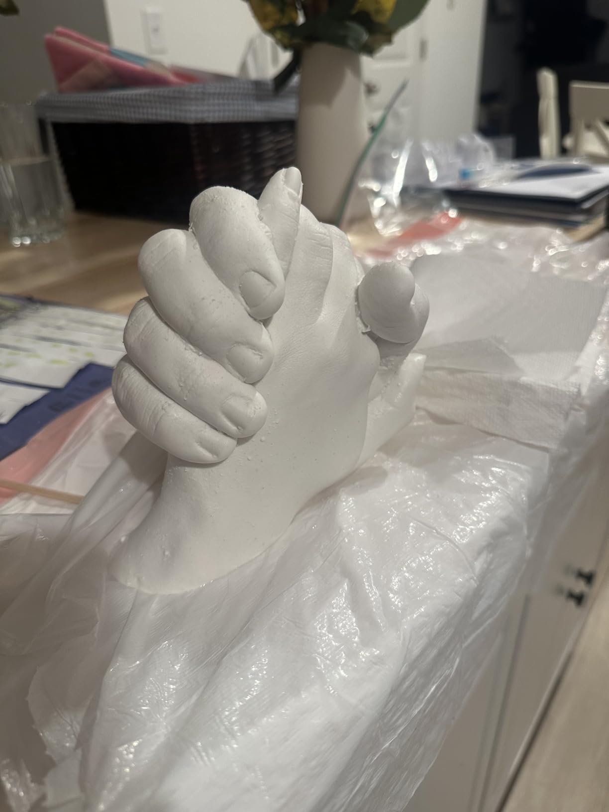 Hula Home Hand Casting Kit for Couples or Family with Mounting Plaque | Anniversary DIY Gifts Her & Him, Keepsake Sculpture Wedding Kids, - Customer Photo 2