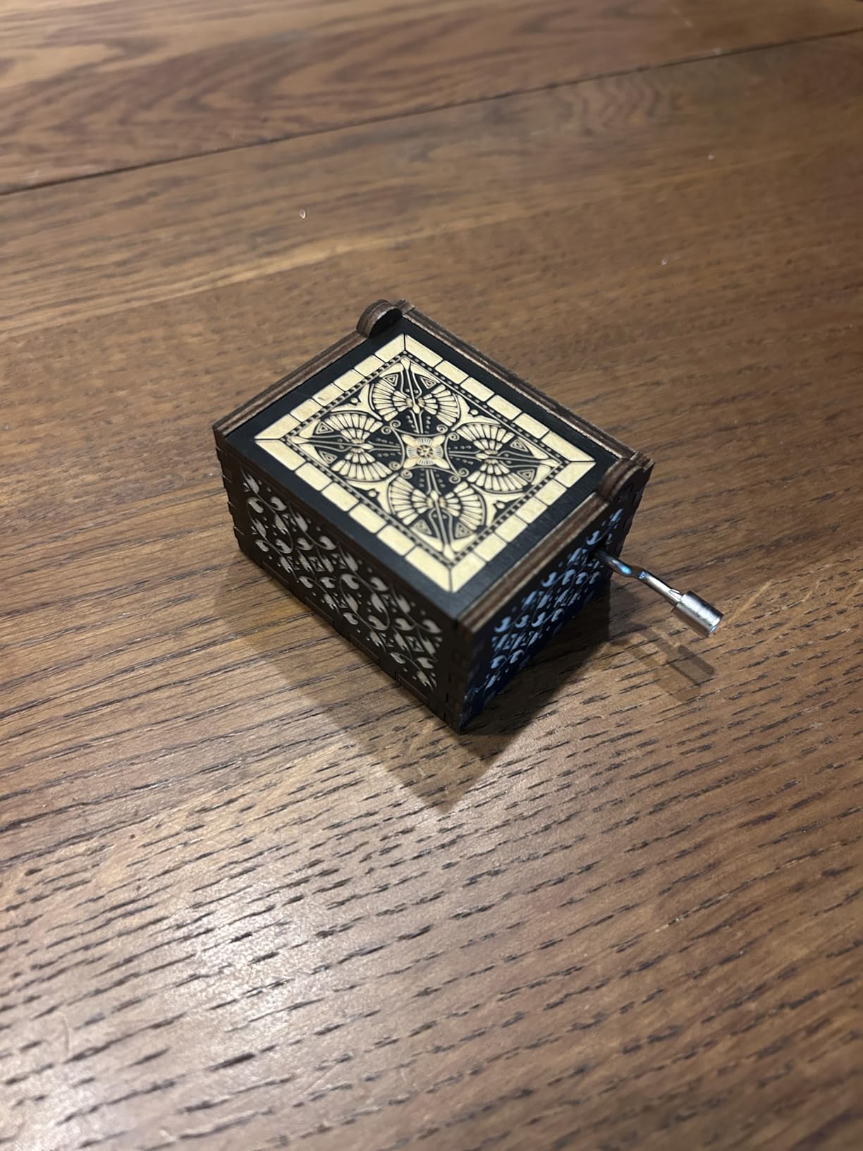 Can't Help Falling in Love Wood Music Box, Antique Engraved Musical Boxes Case for Love One Wooden Music Box - Gifts for Lover, Boyfriend, Girlfriend, Husband, Wife (Black) - Customer Photo 5