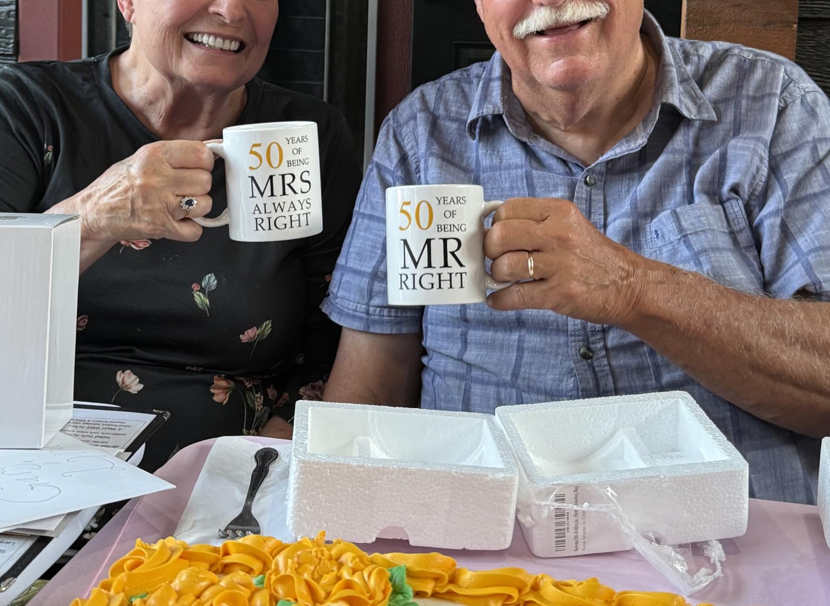 Kwieema 50th Wedding Anniversary for Couples, Golden 50th Anniversary for Parents, 50th Wedding Anniversary Coffee Mugs Grandparents Couples Mugs 50 Year Parents Anniversary Mug - Customer Photo 1