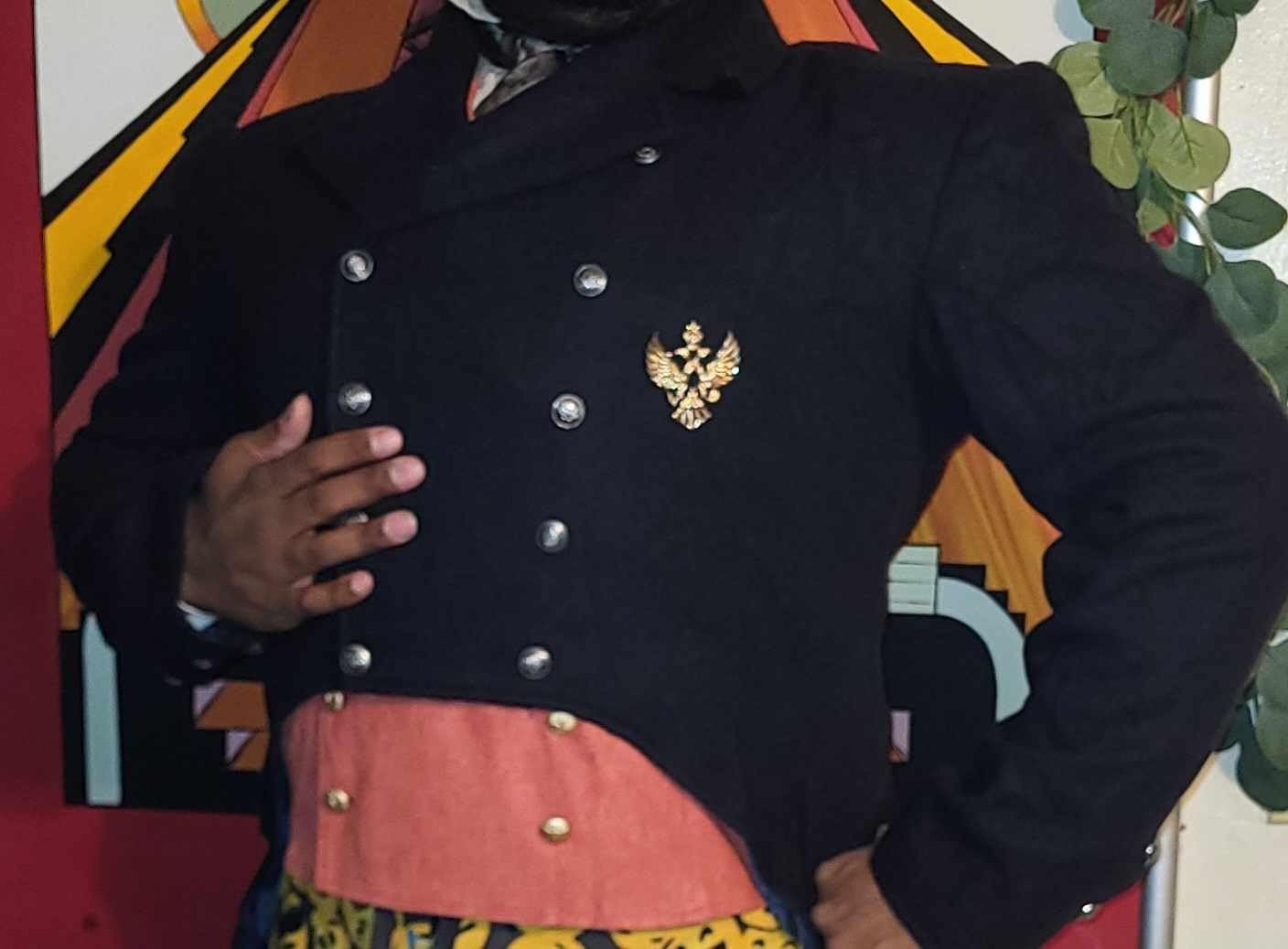 YFFUSHI Mens Double Breasted Suede Dress Vest Gothic Steampunk Prom Party Velvet Waistcoat - Customer Photo 1